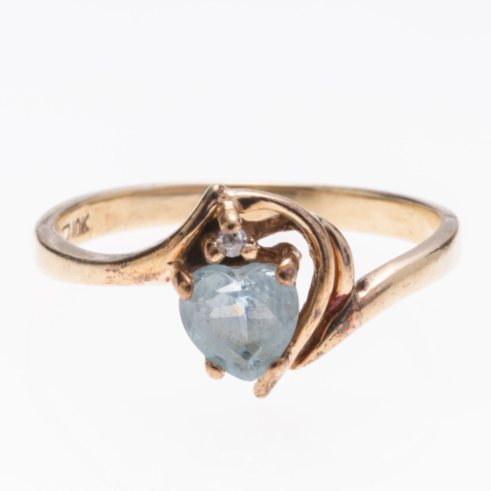 10K Yellow Gold Blue Topaz and Diamond Ring | 0.62ct, 0.005ct | SZ 5.75