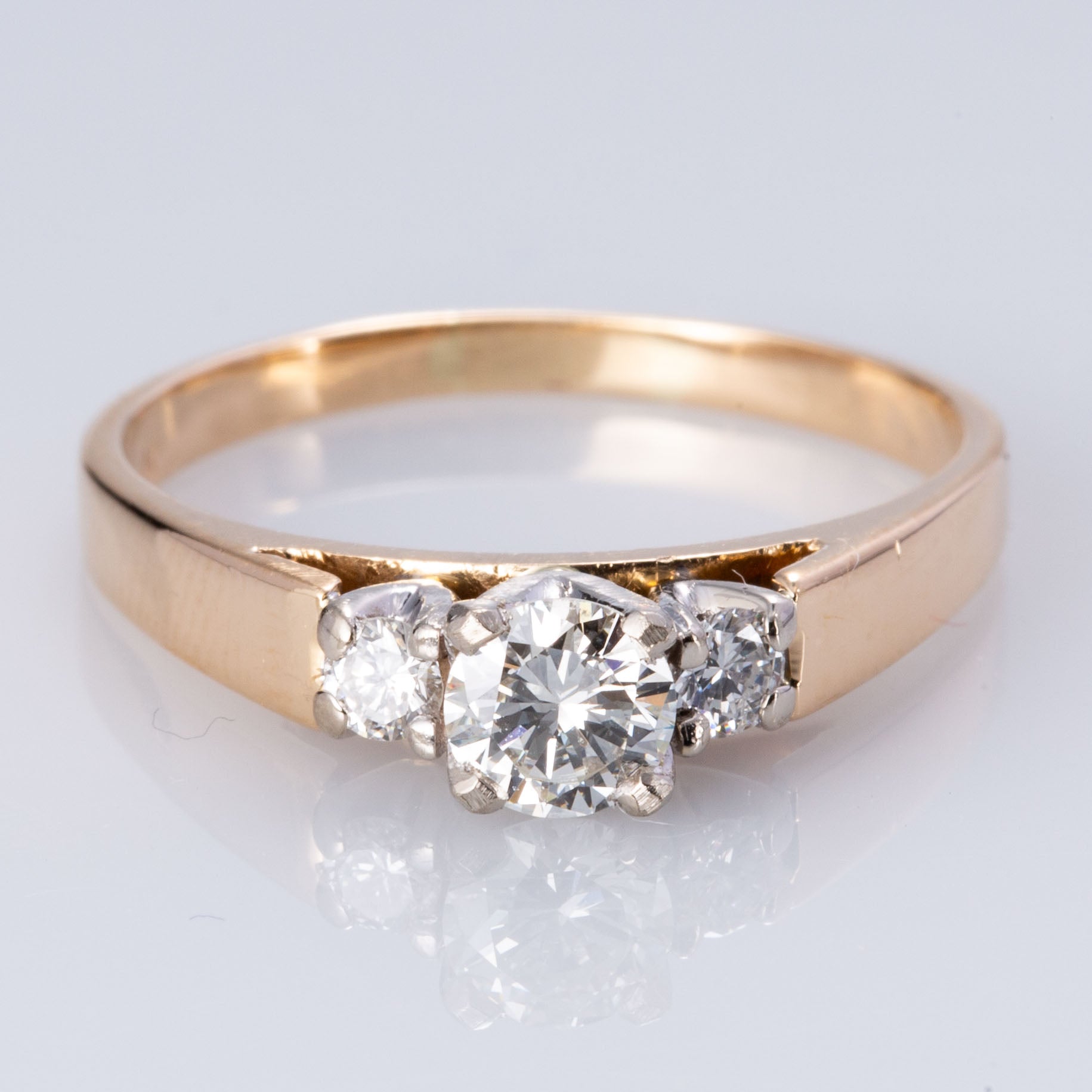 14K Yellow Gold Trio Diamond Ring | 0.49 ctw | SZ 7.25 |