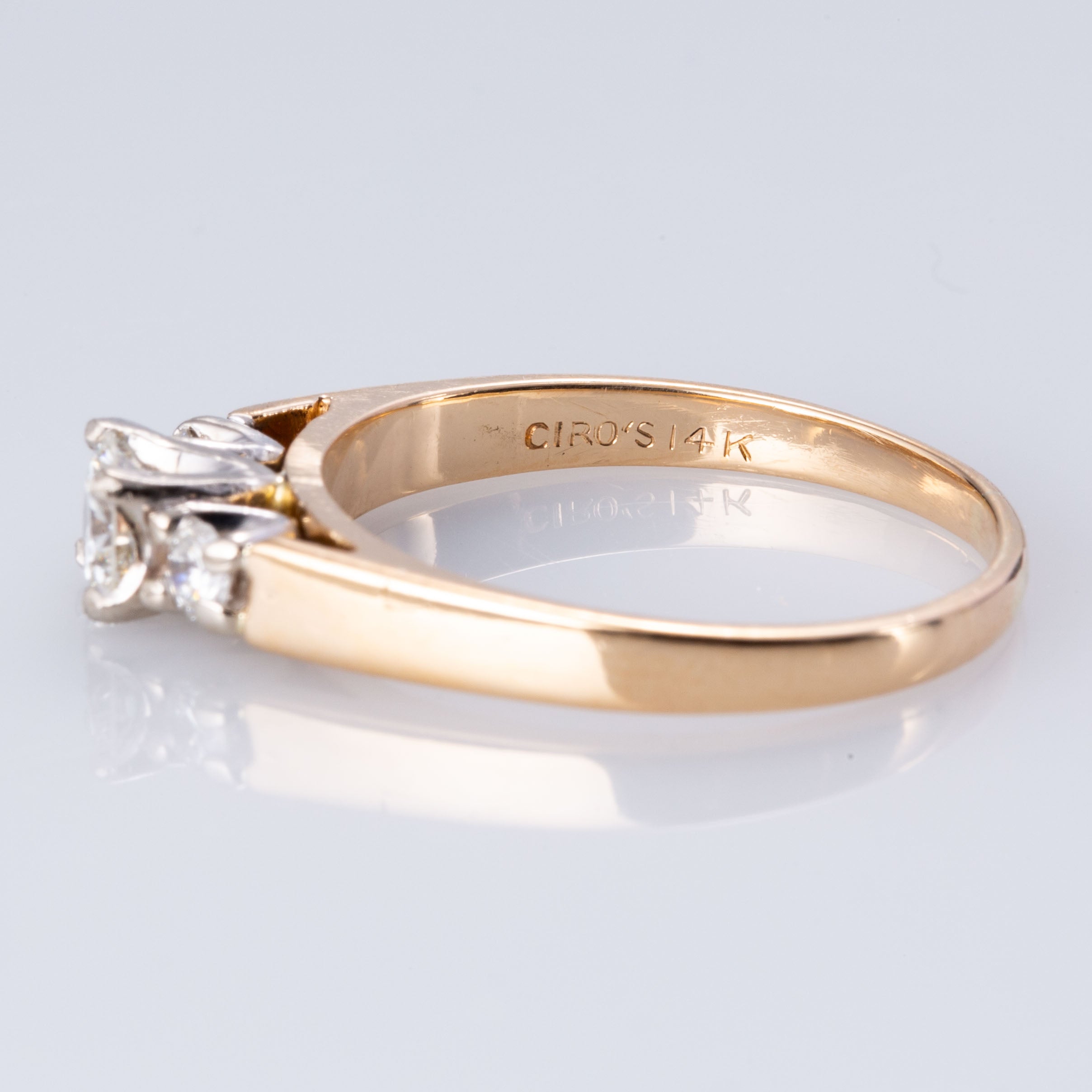 14K Yellow Gold Trio Diamond Ring | 0.49 ctw | SZ 7.25 |