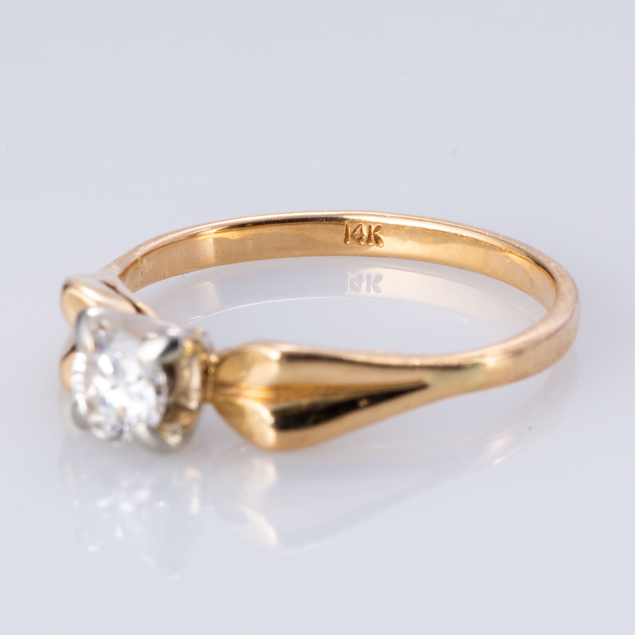 14K Yellow and White Gold 4-Prong Diamond Ring | 0.37 ct | SZ 8 |