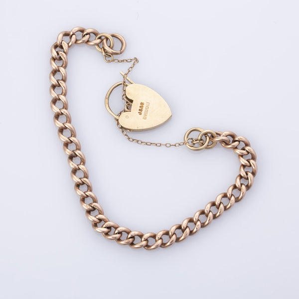 1986 Hallmarked 9k Yellow Gold Heart Bracelet  | 6.25