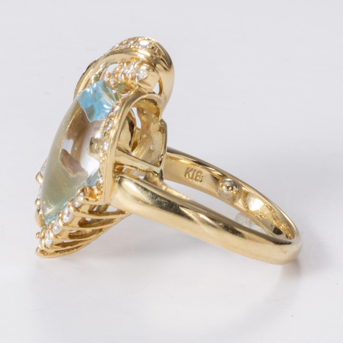 Bague cocktail fantaisie en or jaune 18 carats sertie de diamants | 10,72 ct, 0,51 ct au total | Taille 3,5