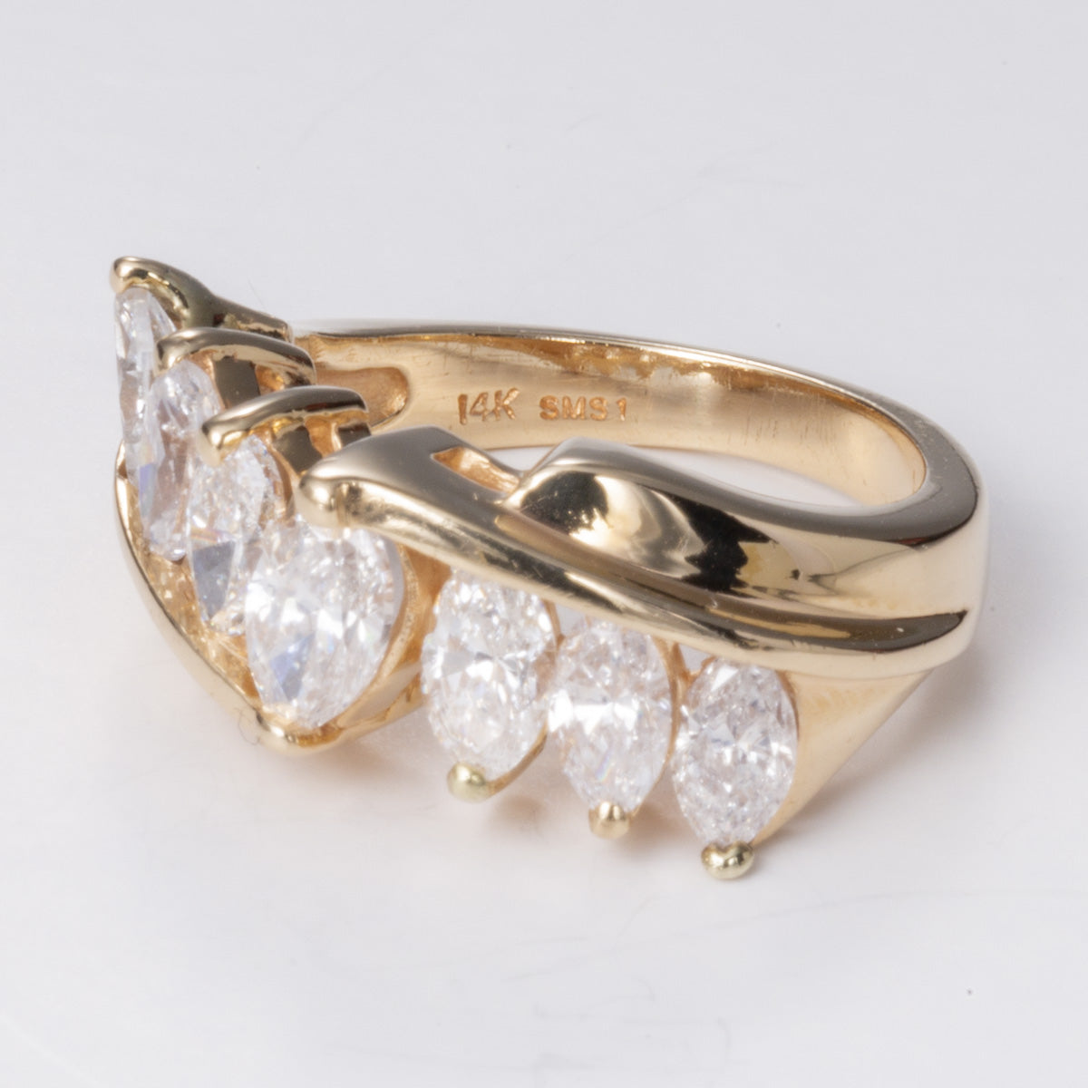 Marquise Diamond Bypass 14k Yellow Gold Ring | 1.60 ctw | SZ 5