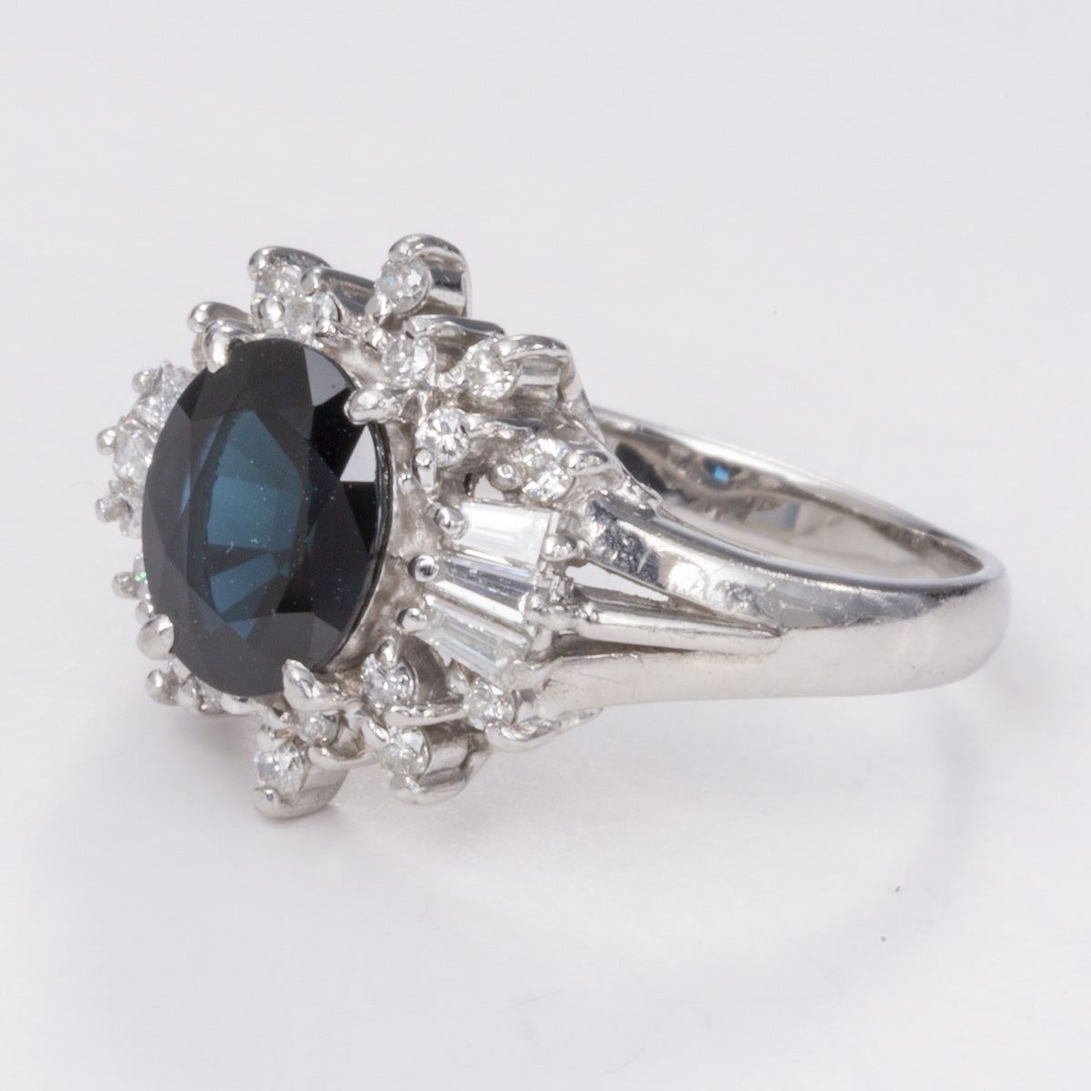 Platinum Oval Sapphire and Diamond Ring | 2.05 ct, 0.53 ctw | Sz 7.25