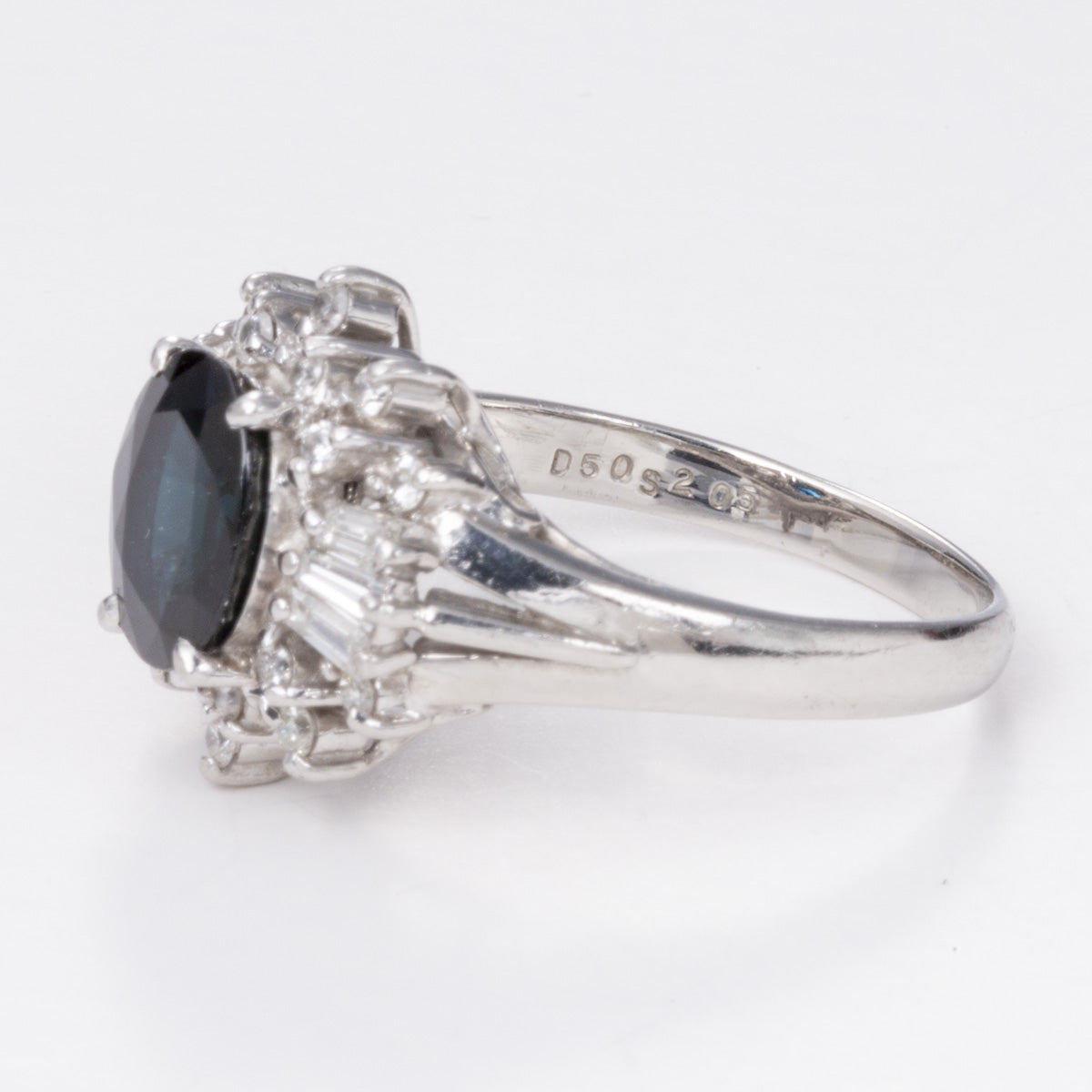 Platinum Oval Sapphire and Diamond Ring | 2.05 ct, 0.53 ctw | Sz 7.25
