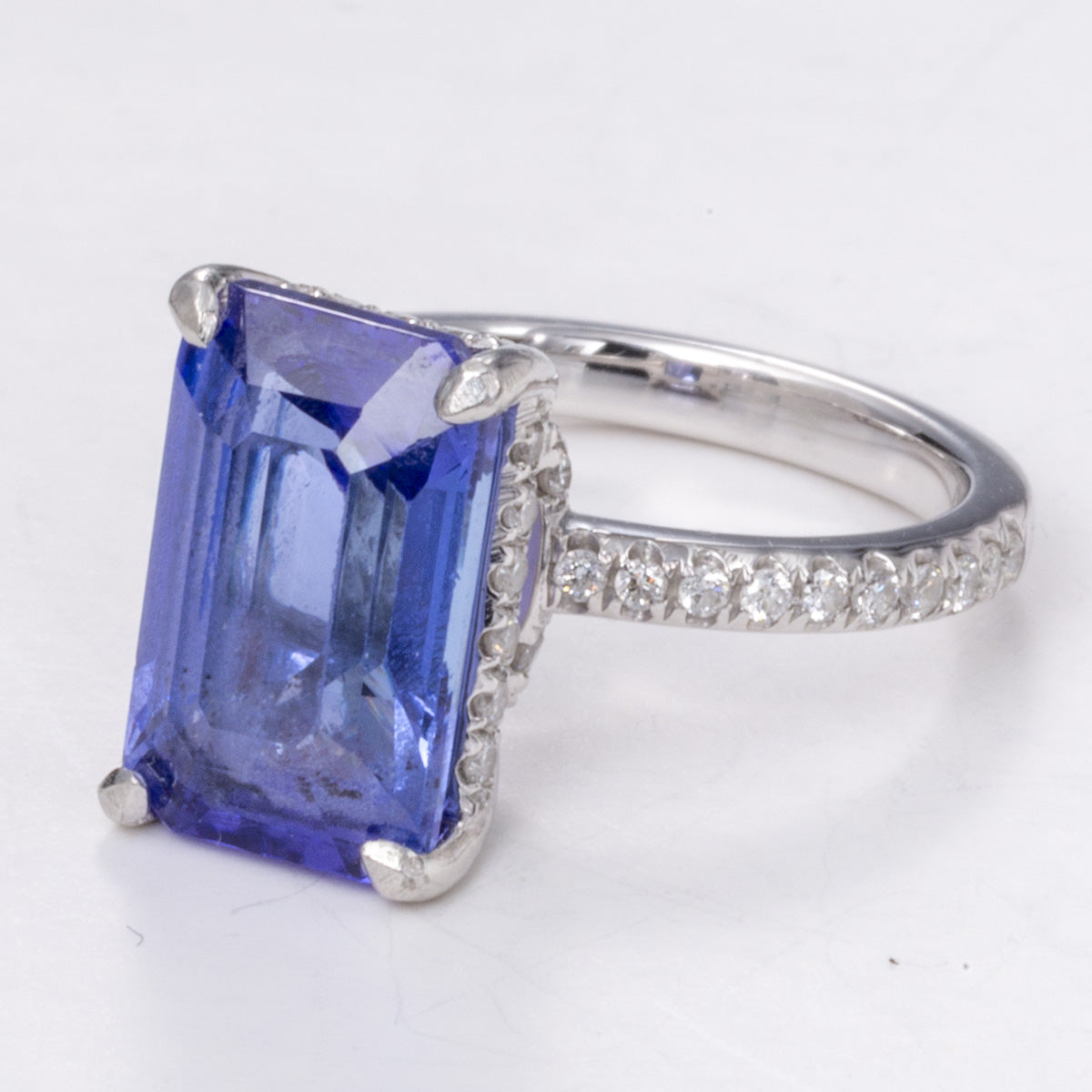 Platinum Tanzanite and Diamond Ring | 4.16 ct, 0.34 ctw | Sz 3.25
