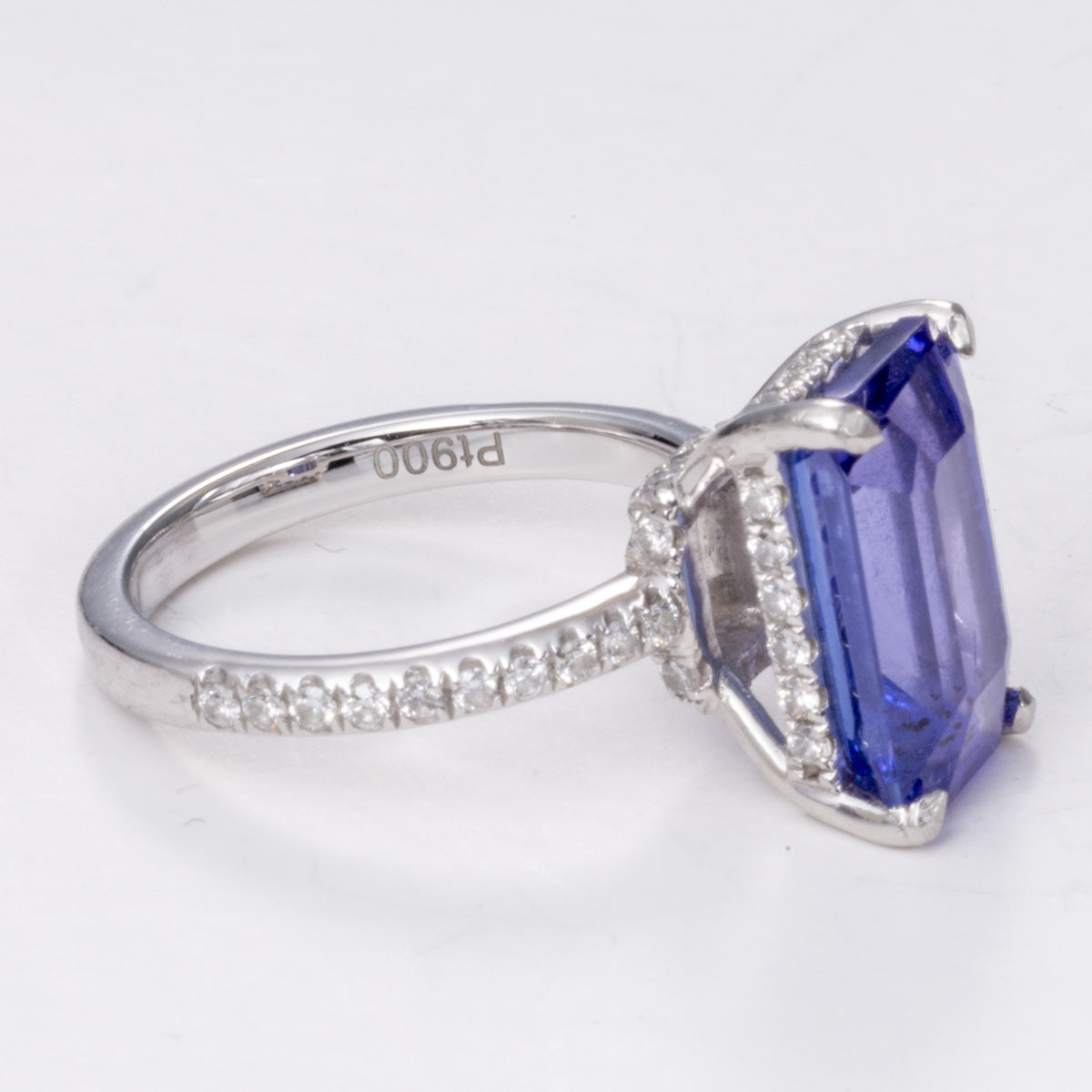 Platinum Tanzanite and Diamond Ring | 4.16 ct, 0.34 ctw | Sz 3.25