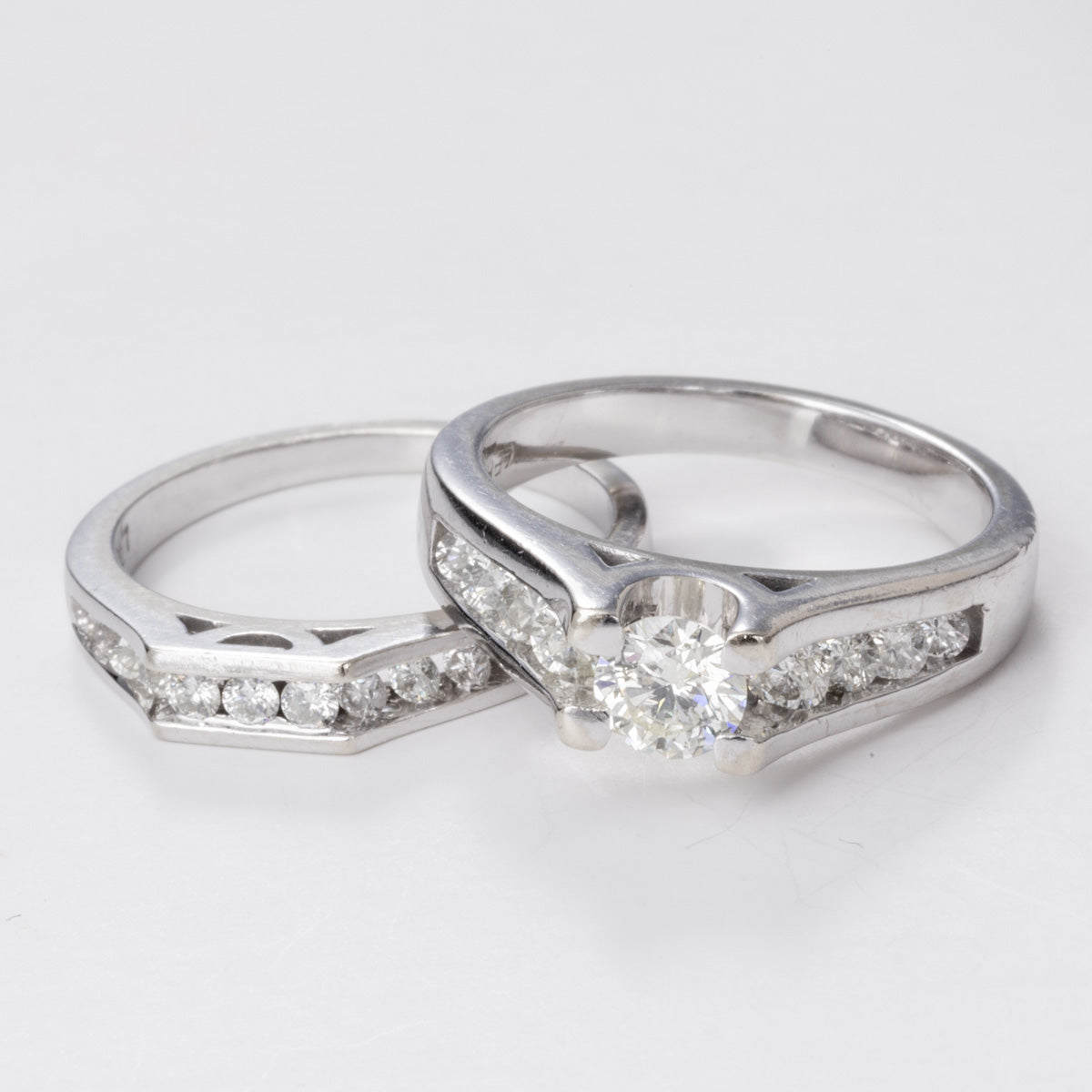 14k White Gold Engagement Diamond Ring and Wedding band set | 1.40 ctw | Sz 6.25