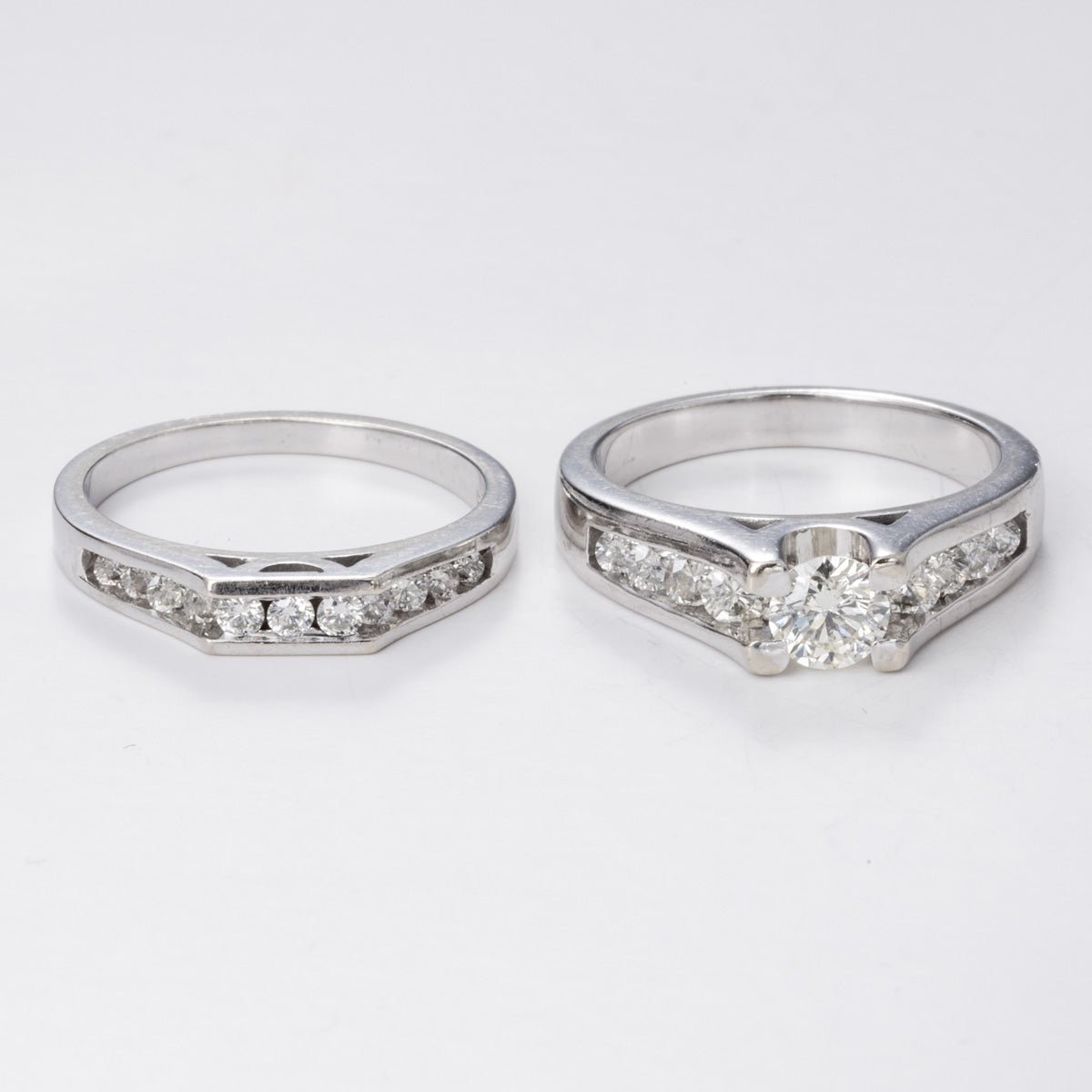 14k White Gold Engagement Diamond Ring and Wedding band set | 1.40 ctw | Sz 6.25