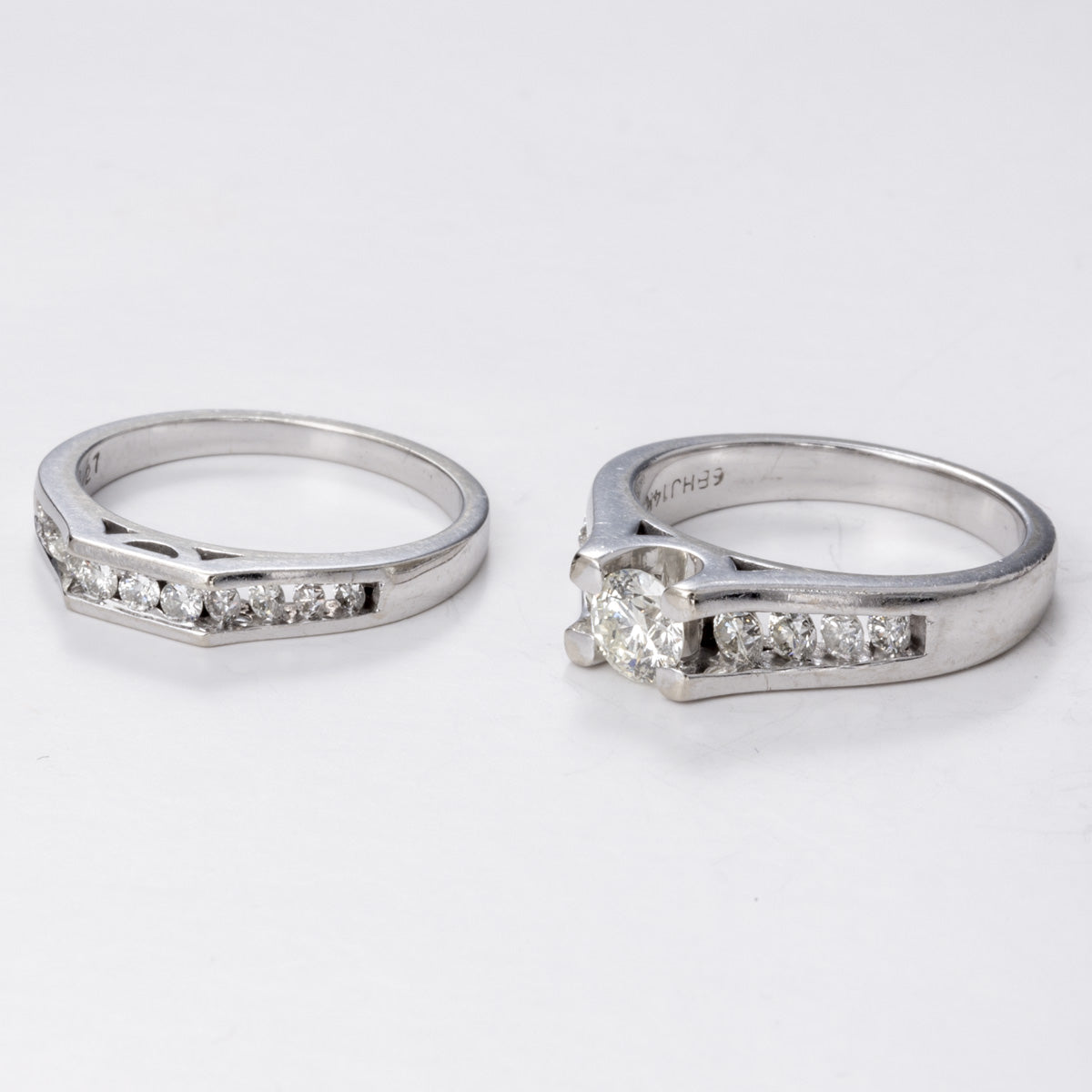 14k White Gold Engagement Diamond Ring and Wedding band set | 1.40 ctw | Sz 6.25