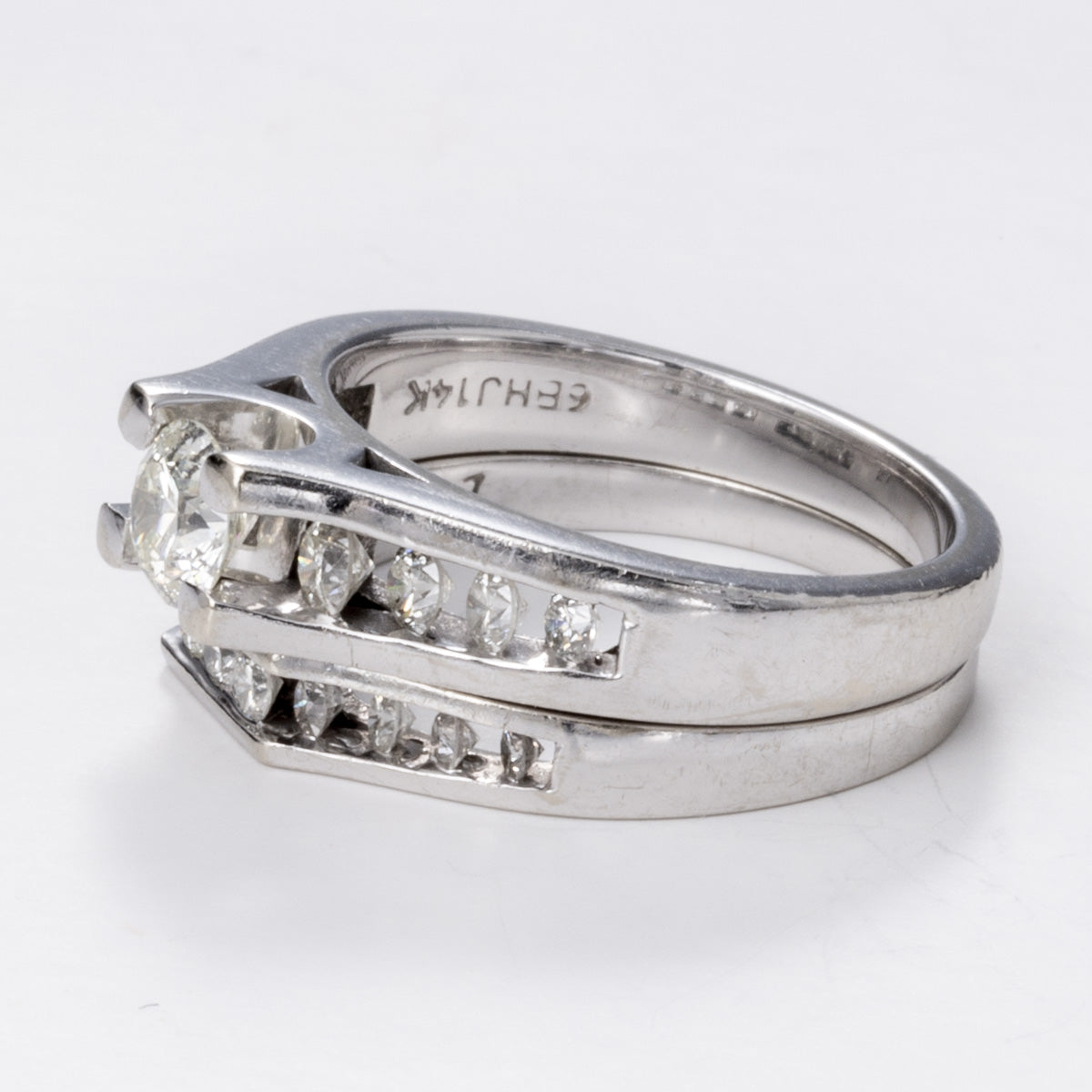 14k White Gold Engagement Diamond Ring and Wedding band set | 1.40 ctw | Sz 6.25