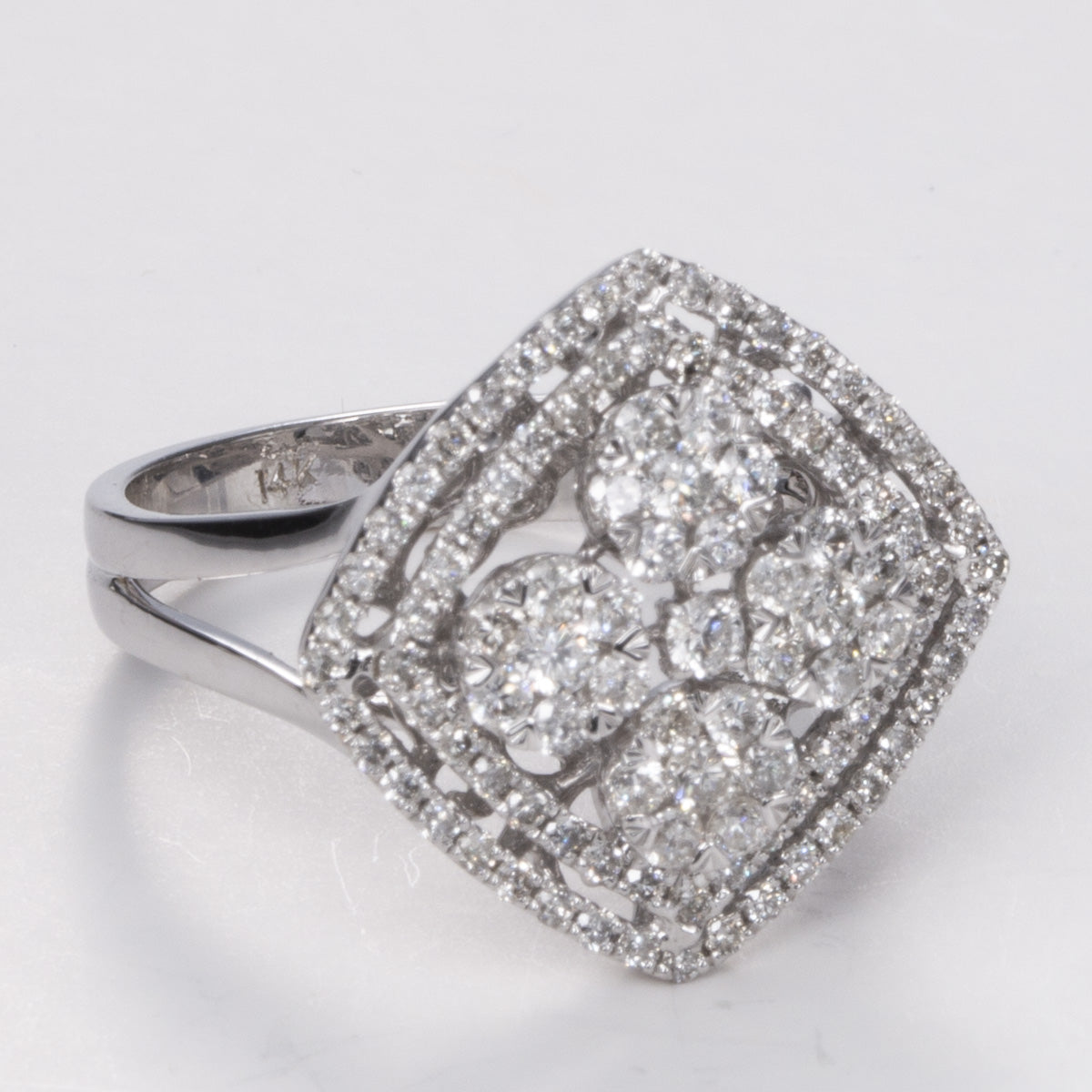 White Gold Flower Cluster Diamond 14k Ring| 1.00ctw | Sz 6.75