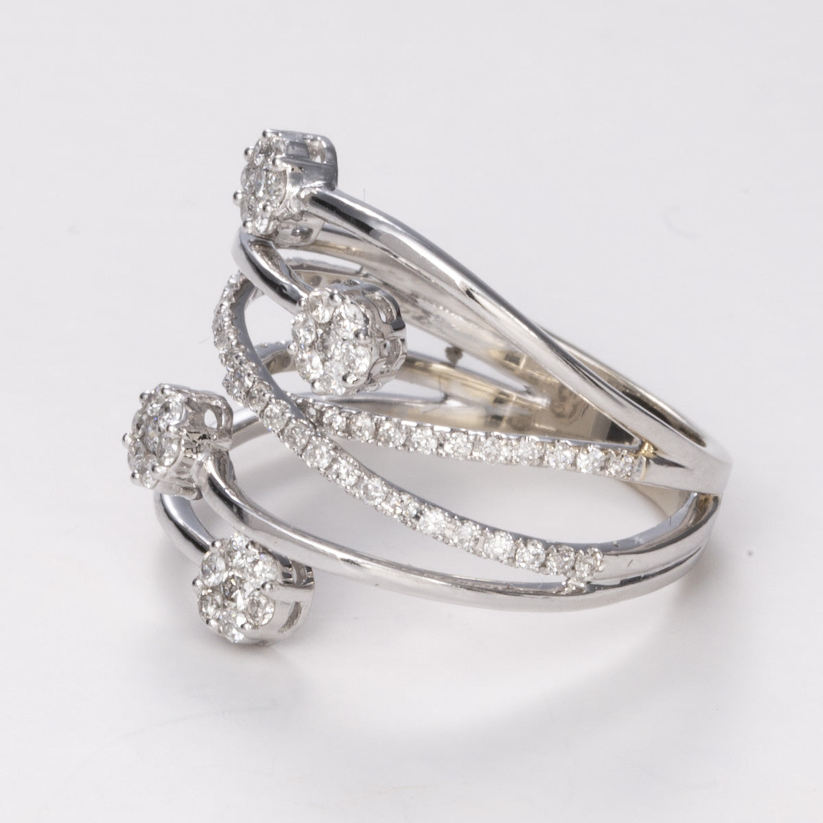 Diamond Multi Layer 14k White Gold Ring | 0.59ctw | SZ 6.75