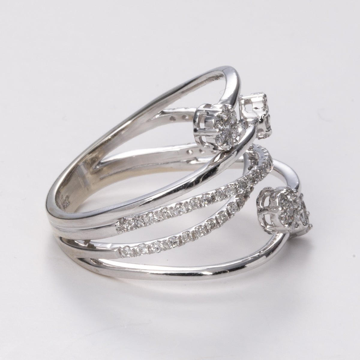 Diamond Multi Layer 14k White Gold Ring | 0.59ctw | SZ 6.75