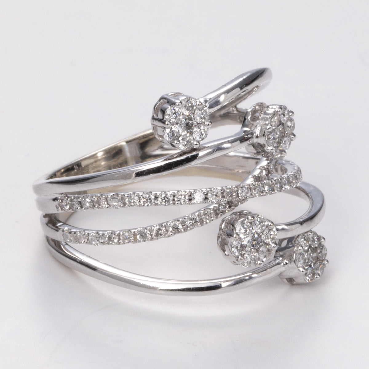 Diamond Multi Layer 14k White Gold Ring | 0.59ctw | SZ 6.75