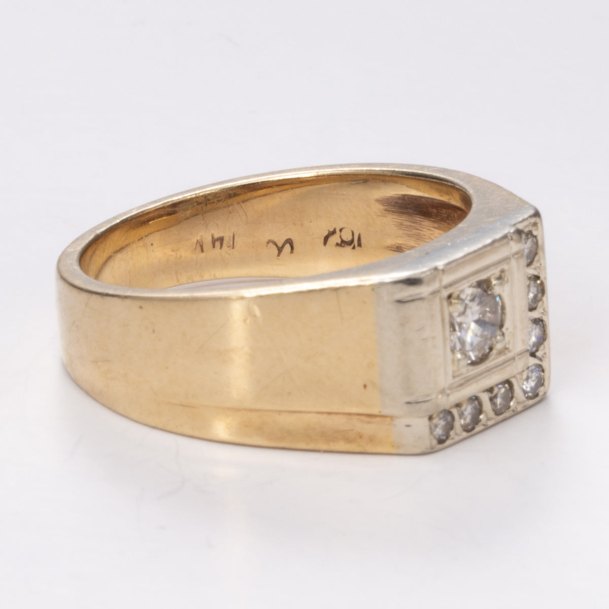 Yellow and White Gold Hand Assembled Diamond 14k Ring| 0.55ctw | Sz 11