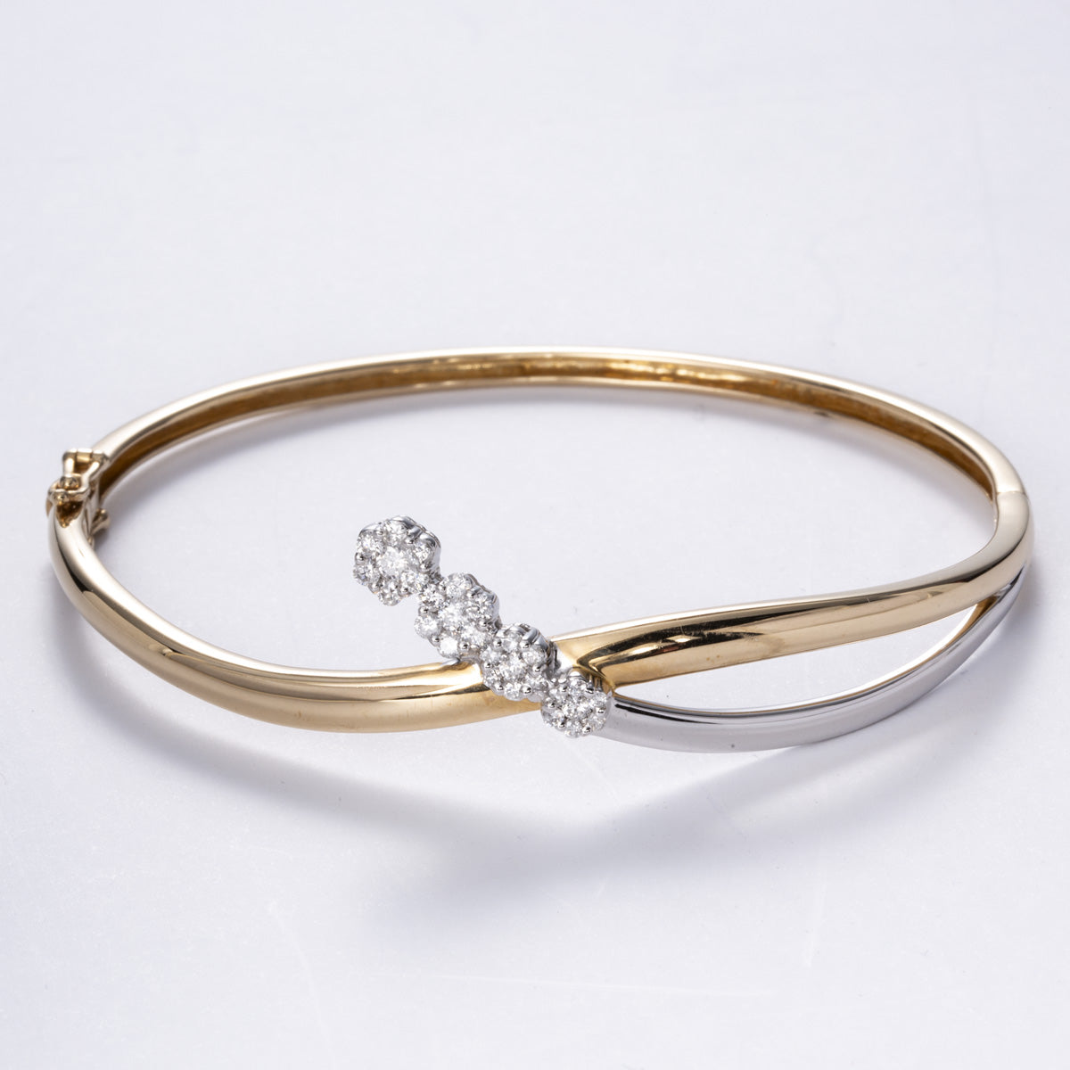 14k Yellow and White Gold Diamond Bangle | 0.57 ctw