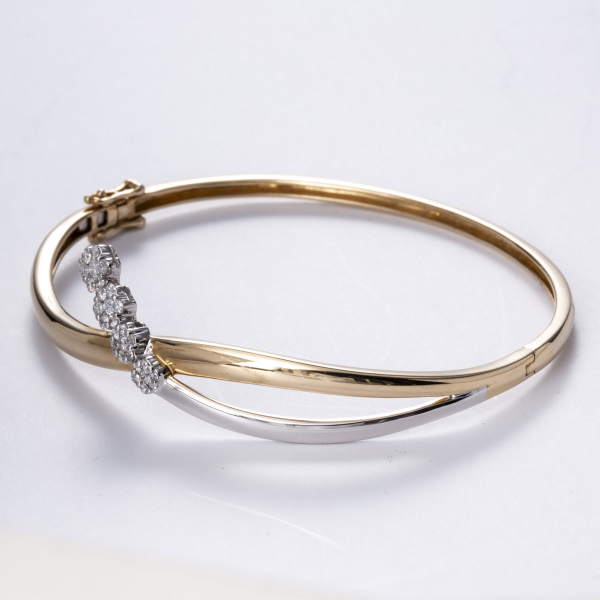 14k Yellow and White Gold Diamond Bangle | 0.57 ctw