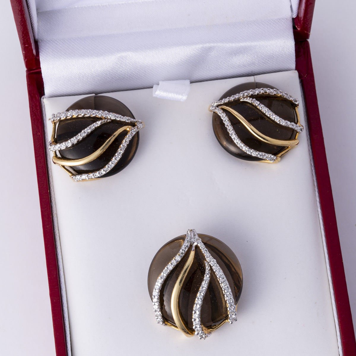 18k Smoky Quartz Pendant and Earring Set | 0.77 ctw