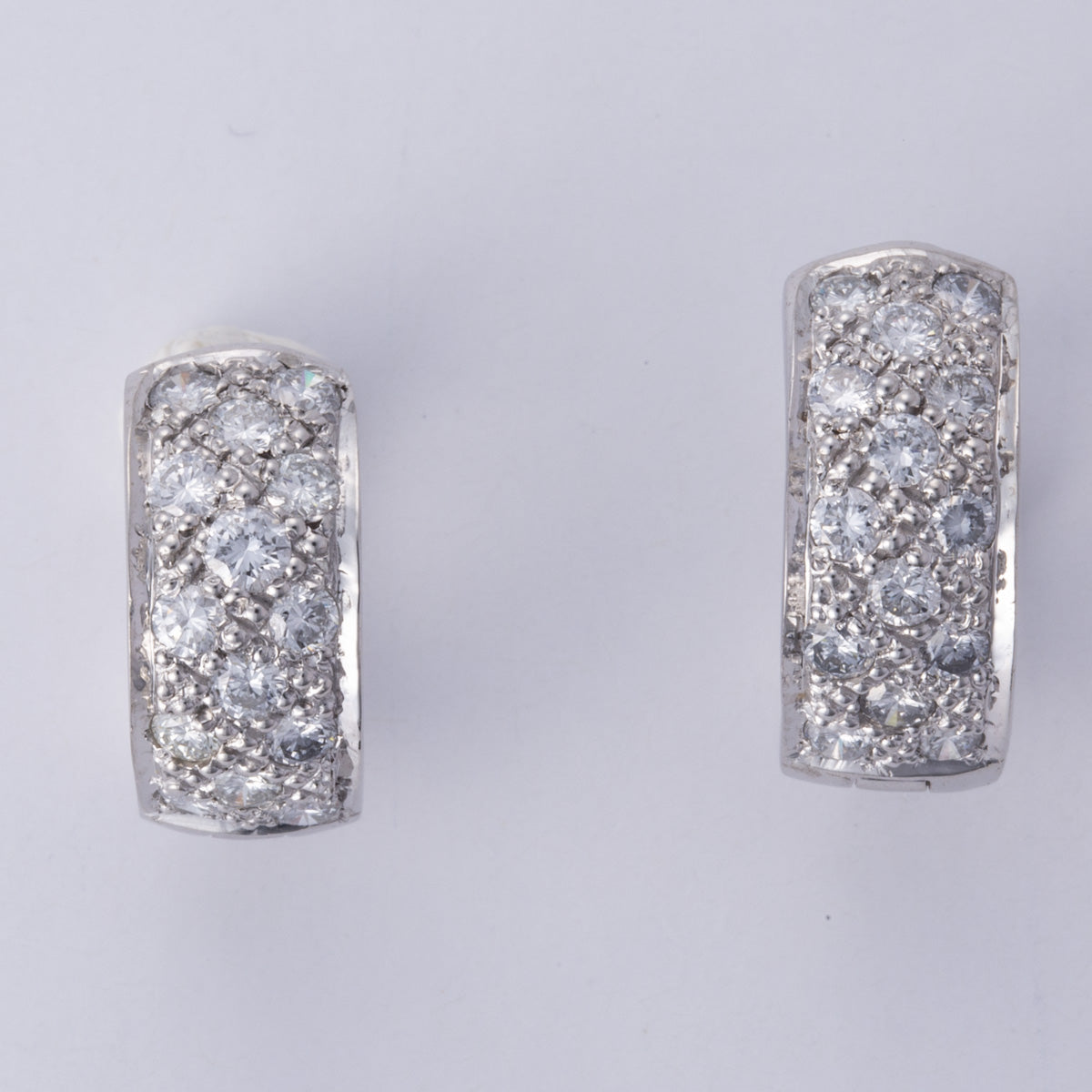 18k White Gold Diamonds Huggie Earrings | 1.20 ctw