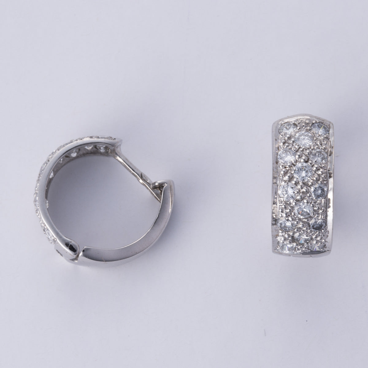 18k White Gold Diamonds Huggie Earrings | 1.20 ctw