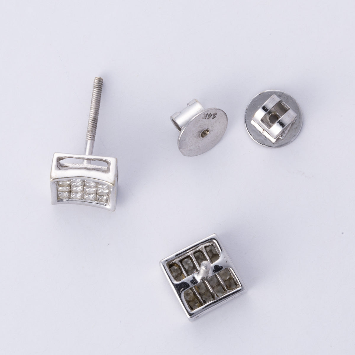 14k White Gold Grid Diamonds Earrings | 0.80 ctw