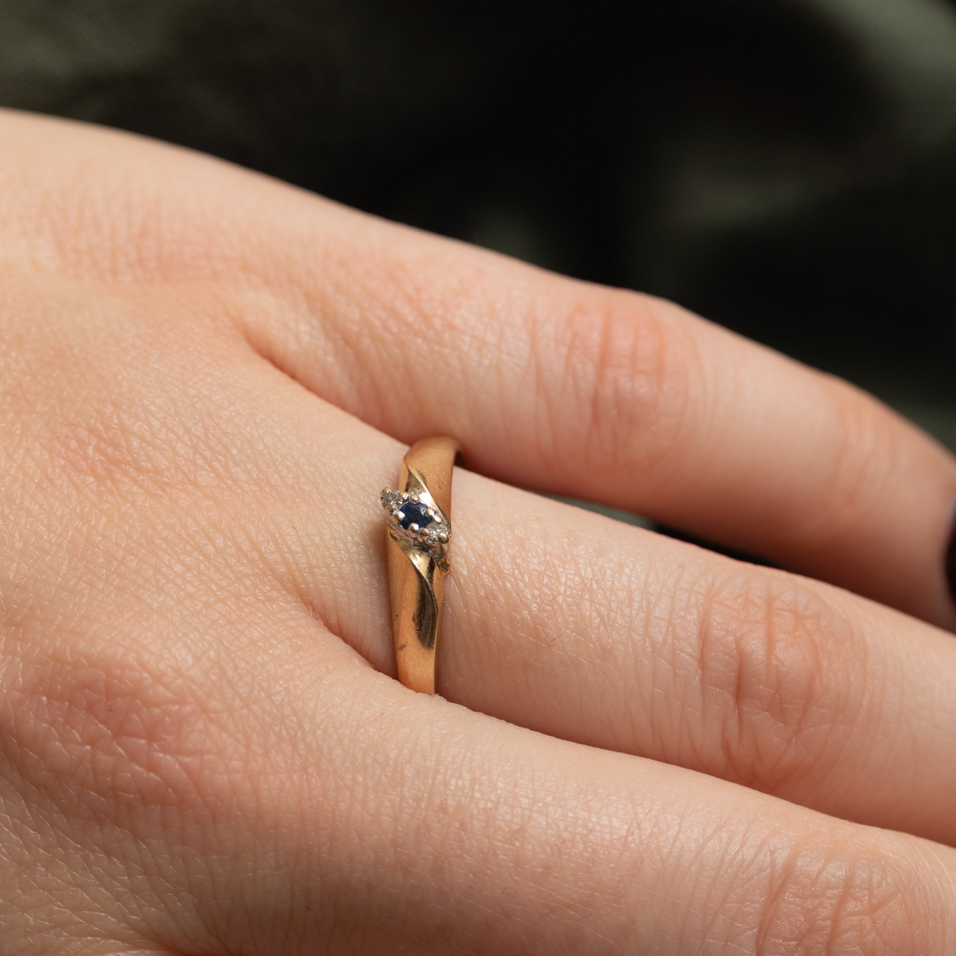 Diagonal Sapphire & Diamond Ring | SZ 8