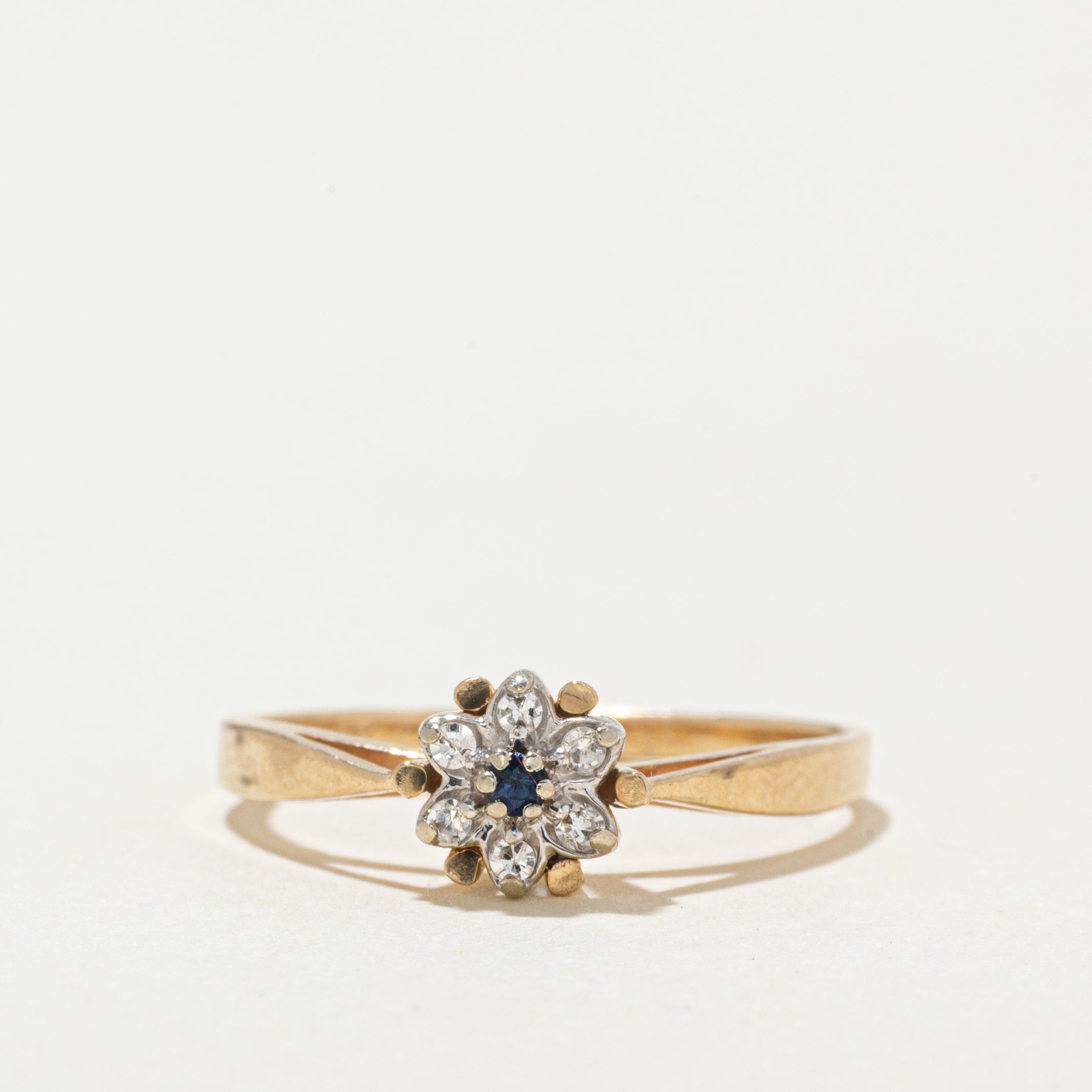 Sapphire & Diamond Petal Cluster Ring | SZ 6.25