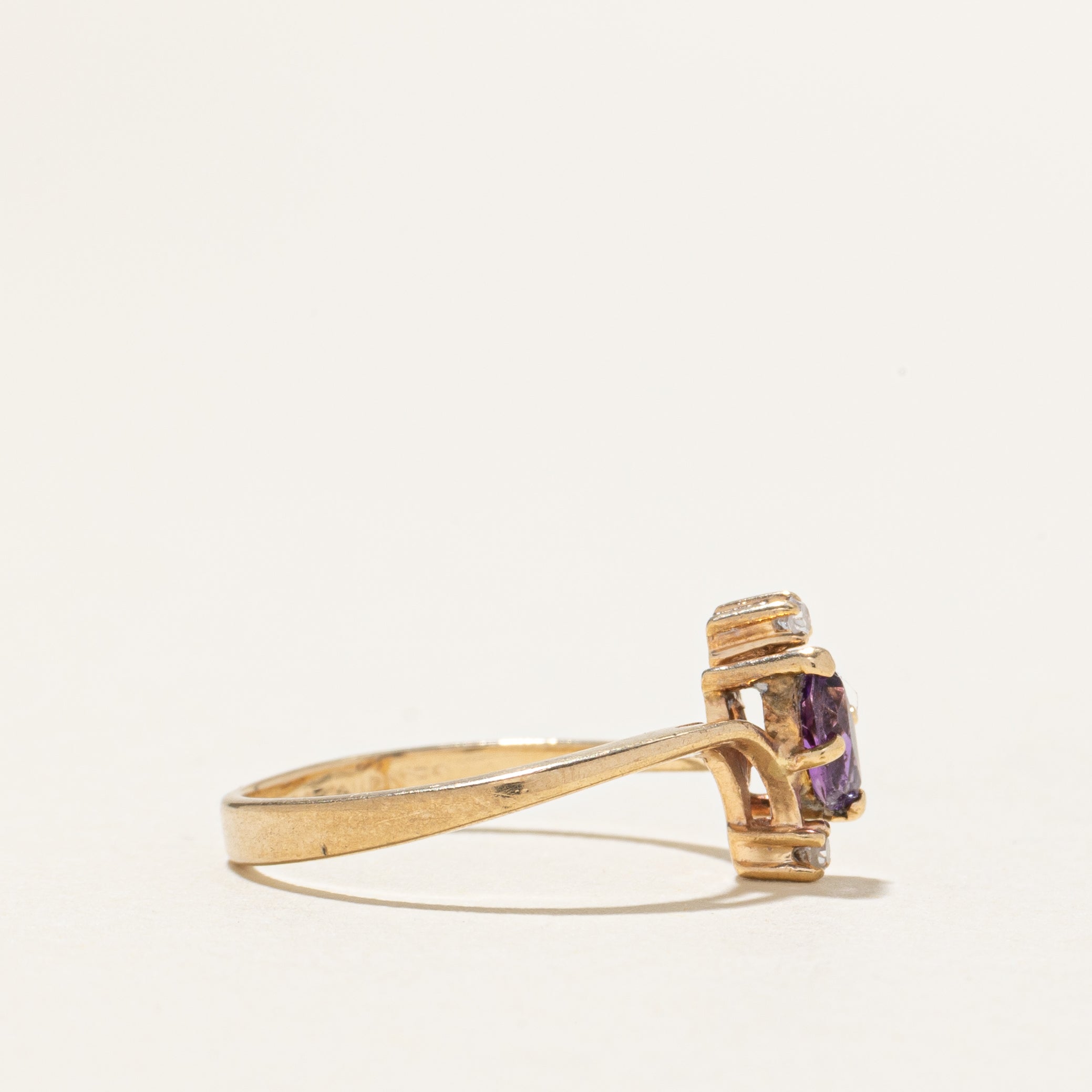 Amethyst & Diamond Bypass Ring | SZ 5