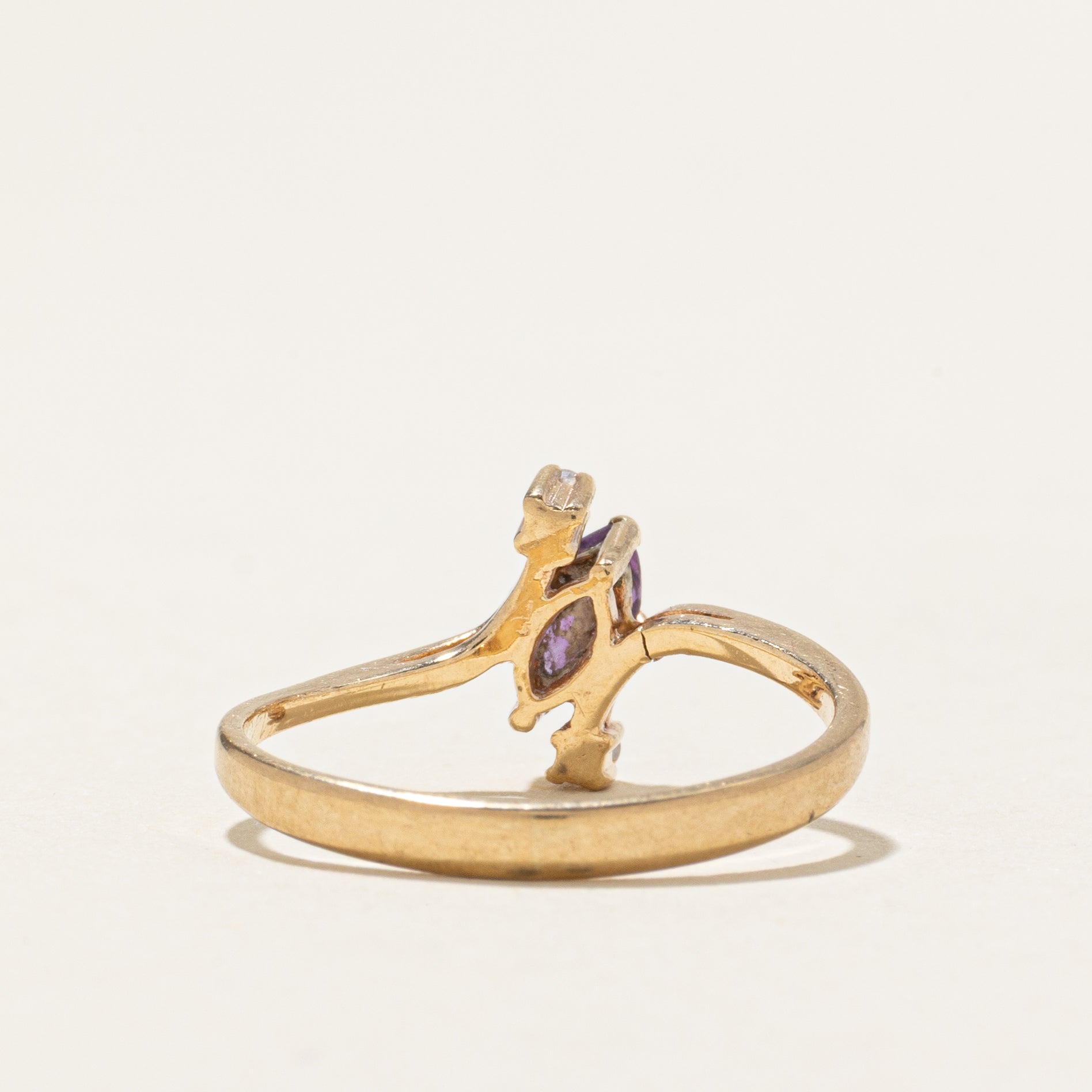 Amethyst & Diamond Bypass Ring | SZ 5