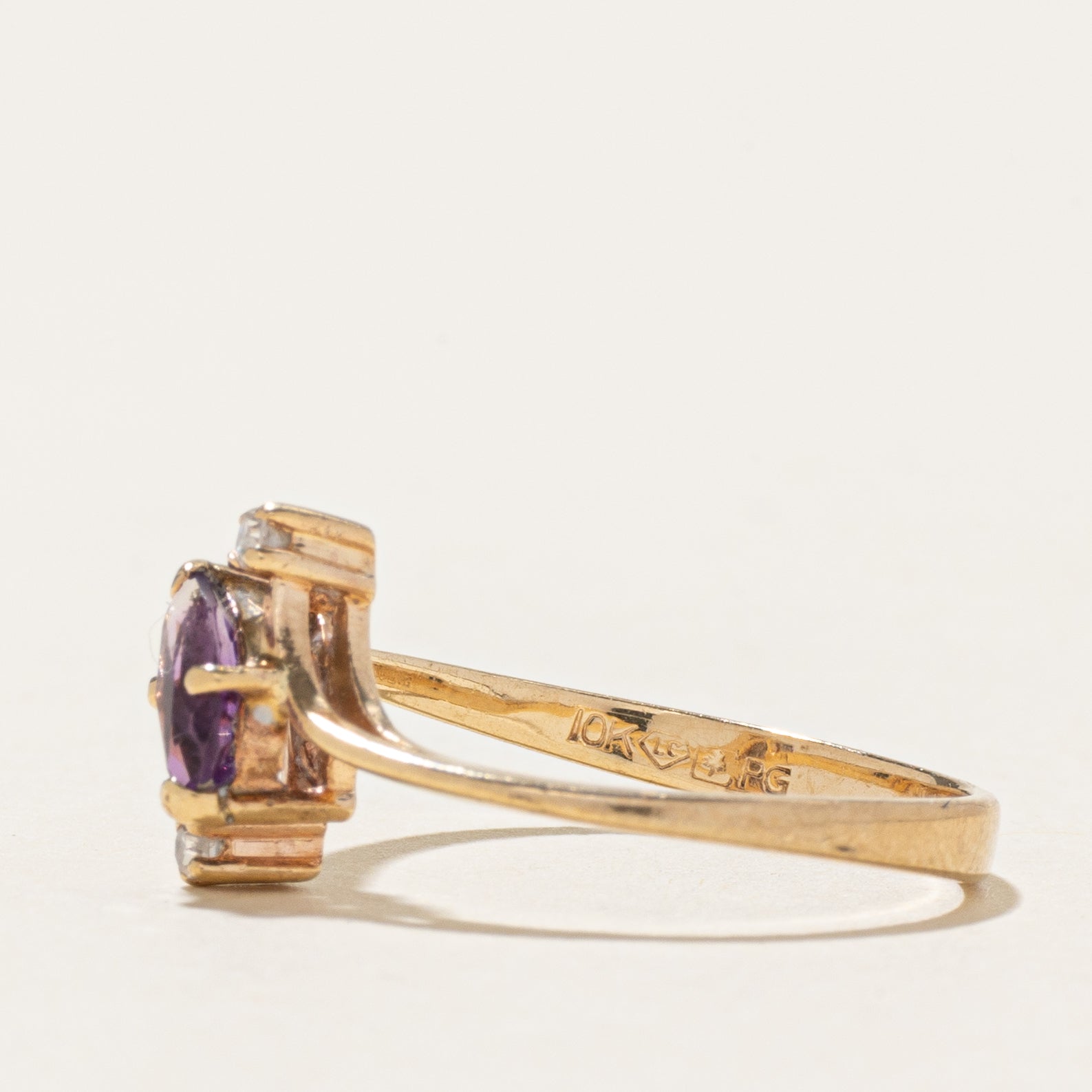 Amethyst & Diamond Bypass Ring | SZ 5