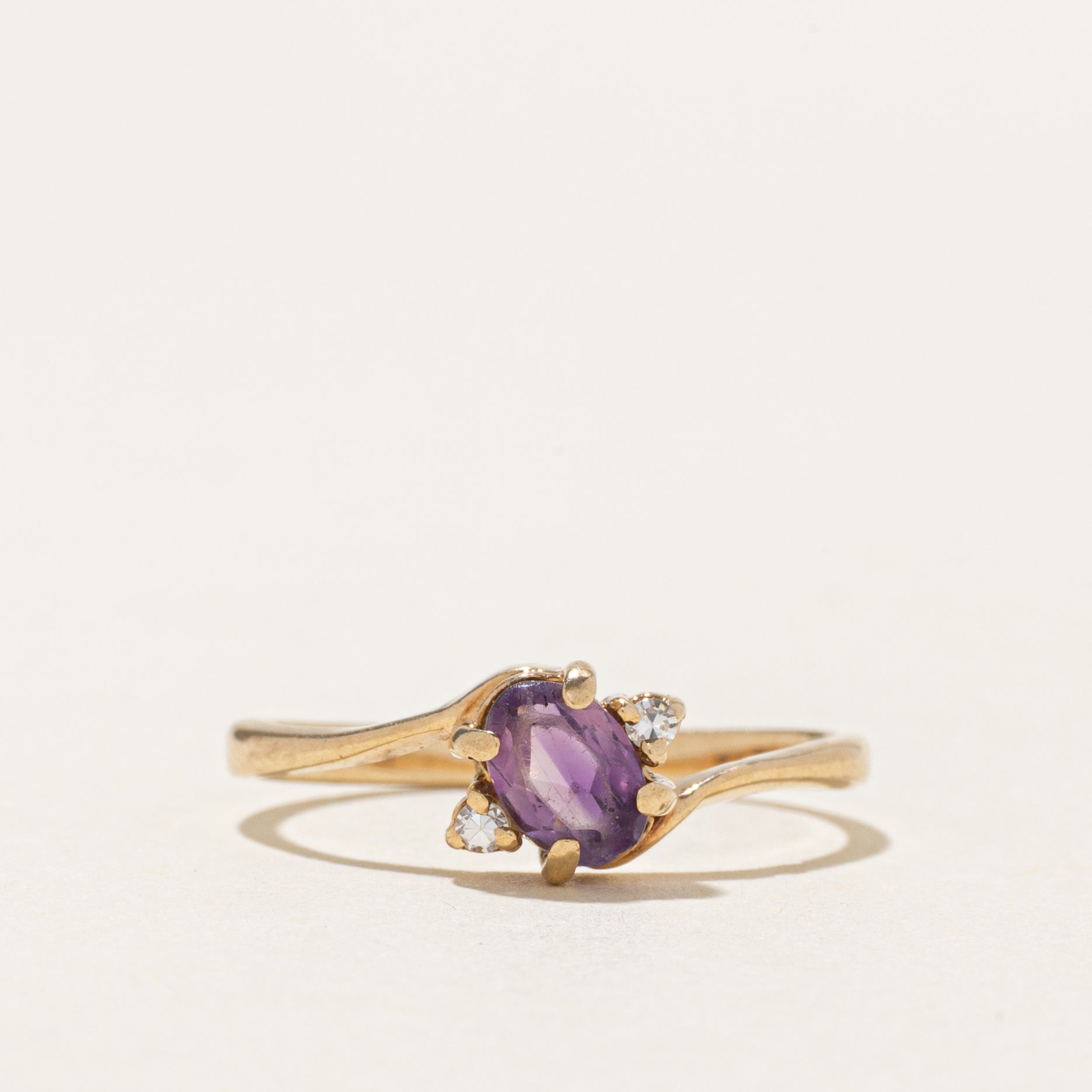 Oval Cut Amethyst & Diamond Bypass Ring | SZ 5.5