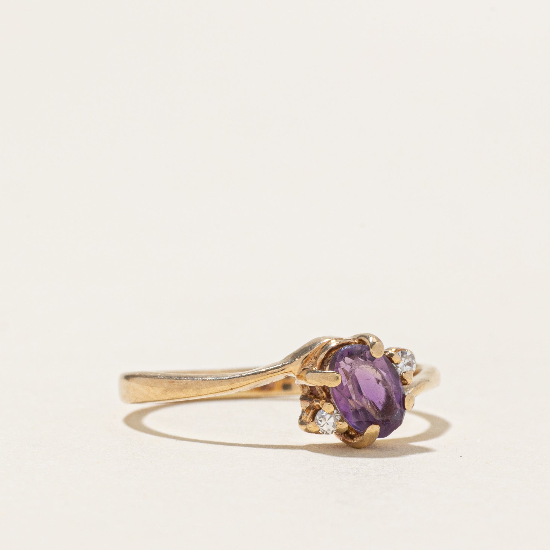 Oval Cut Amethyst & Diamond Bypass Ring | SZ 5.5