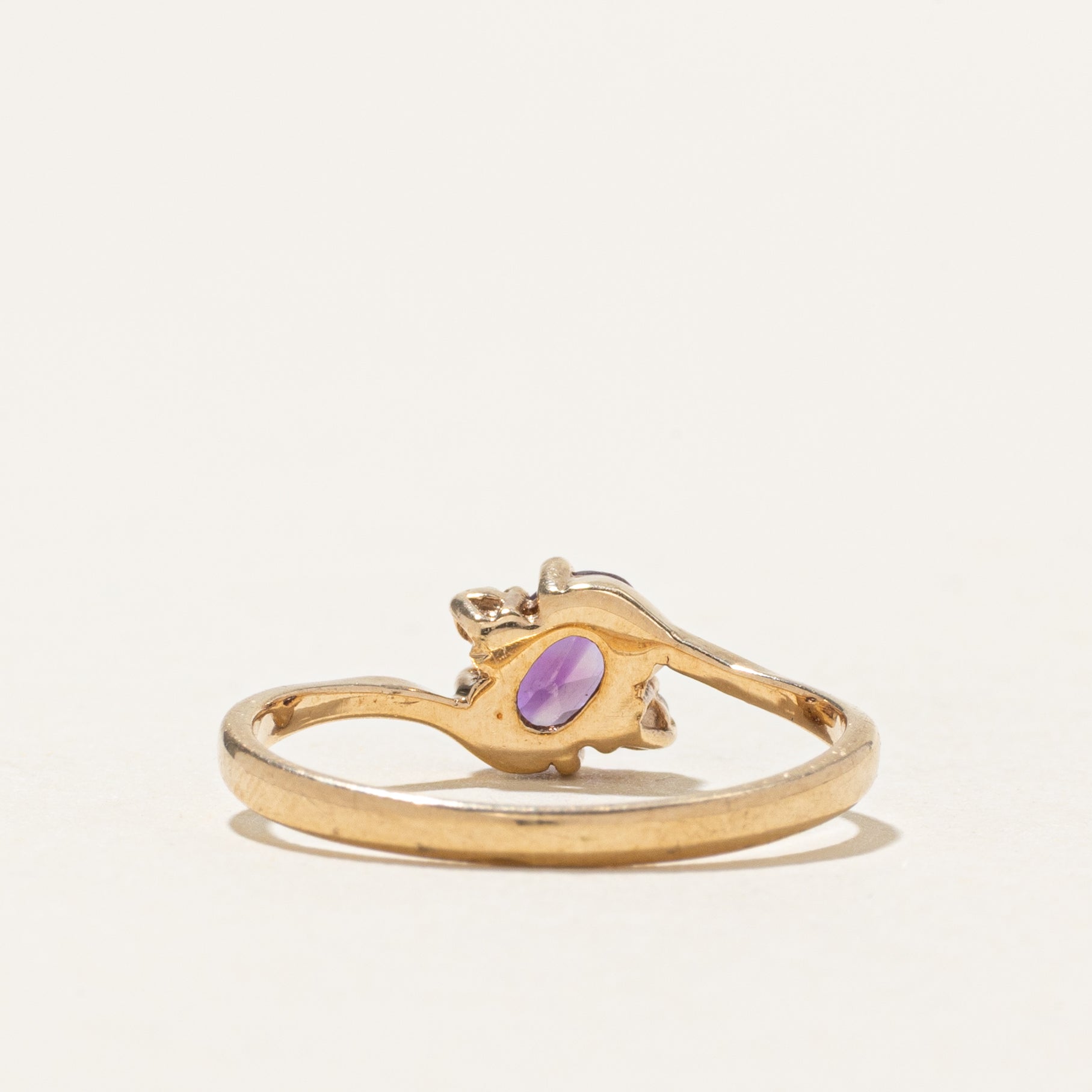 Oval Cut Amethyst & Diamond Bypass Ring | SZ 5.5