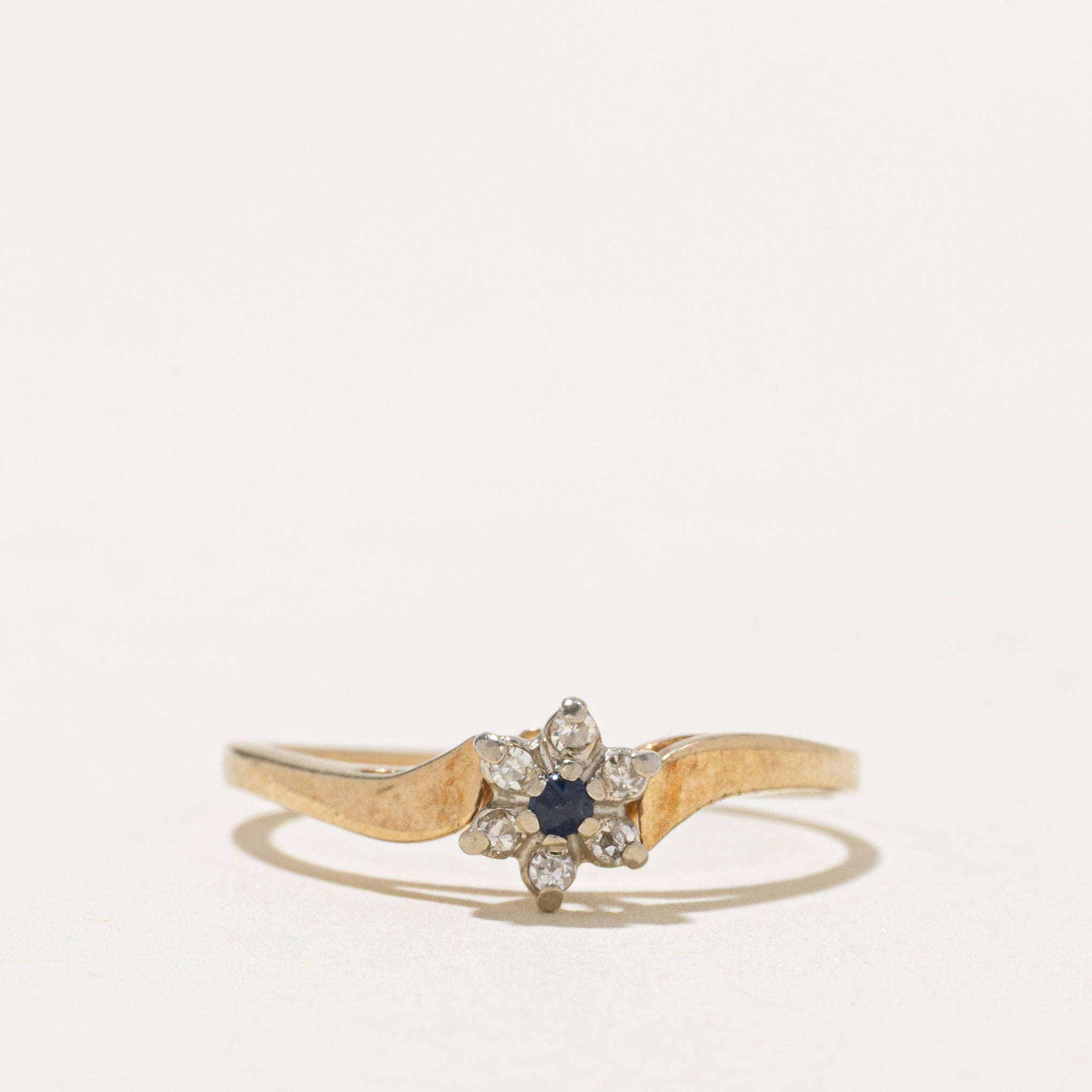 Sapphire & Diamond Petal Bypass Ring | SZ 6.5