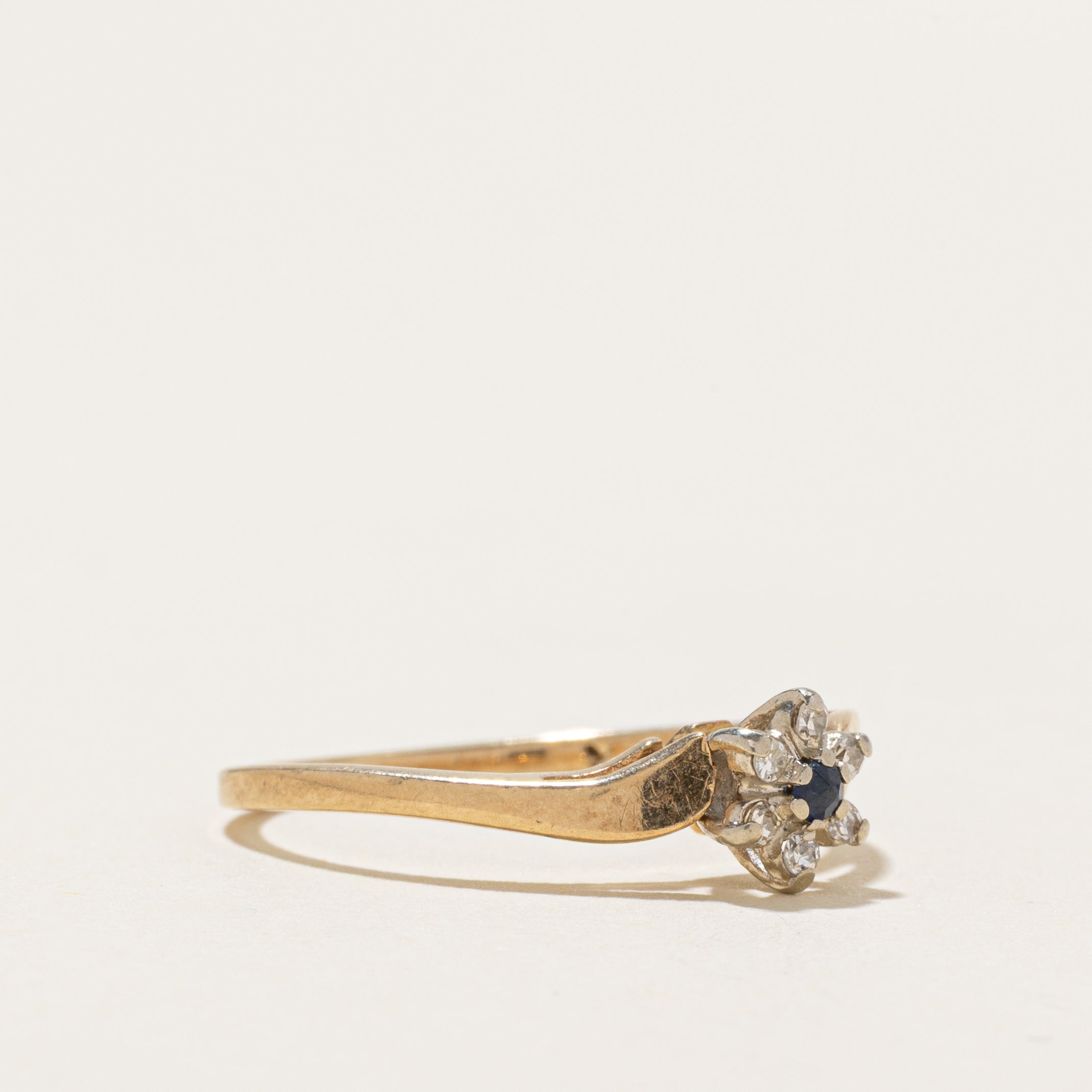 Sapphire & Diamond Petal Bypass Ring | SZ 6.5