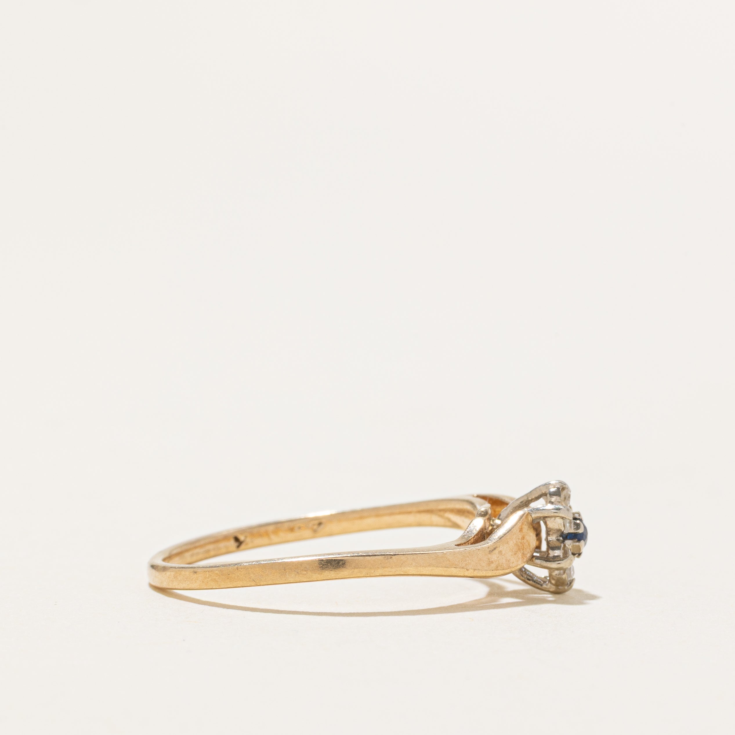 Sapphire & Diamond Petal Bypass Ring | SZ 6.5