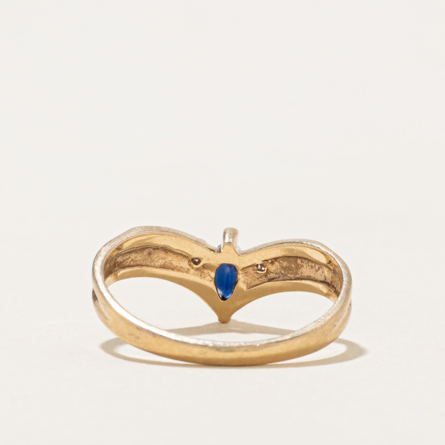 Marquise Cut Sapphire & Diamond Chevron Ring | SZ 3.5