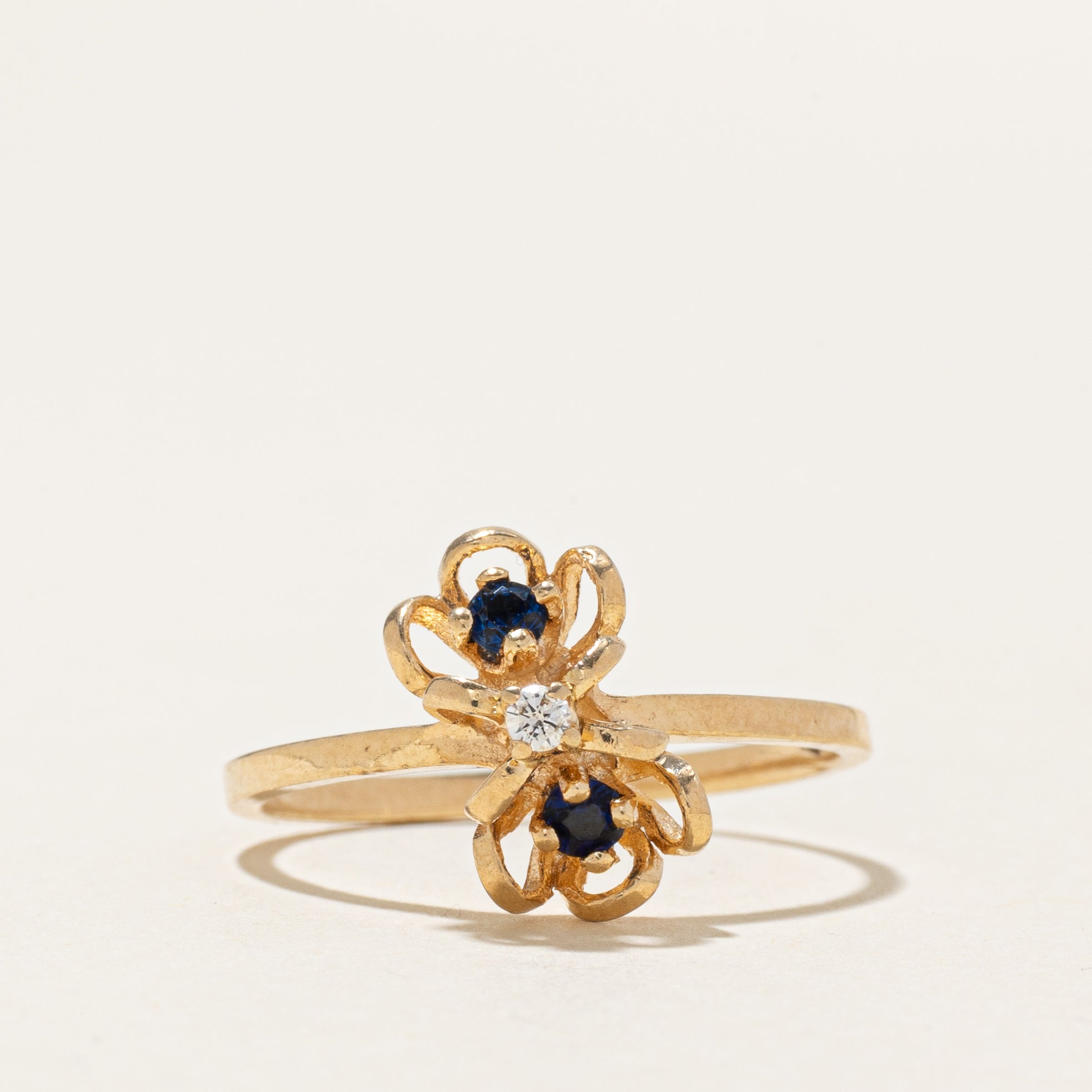 Diamond & Sapphire Flower Ring | SZ 7.5