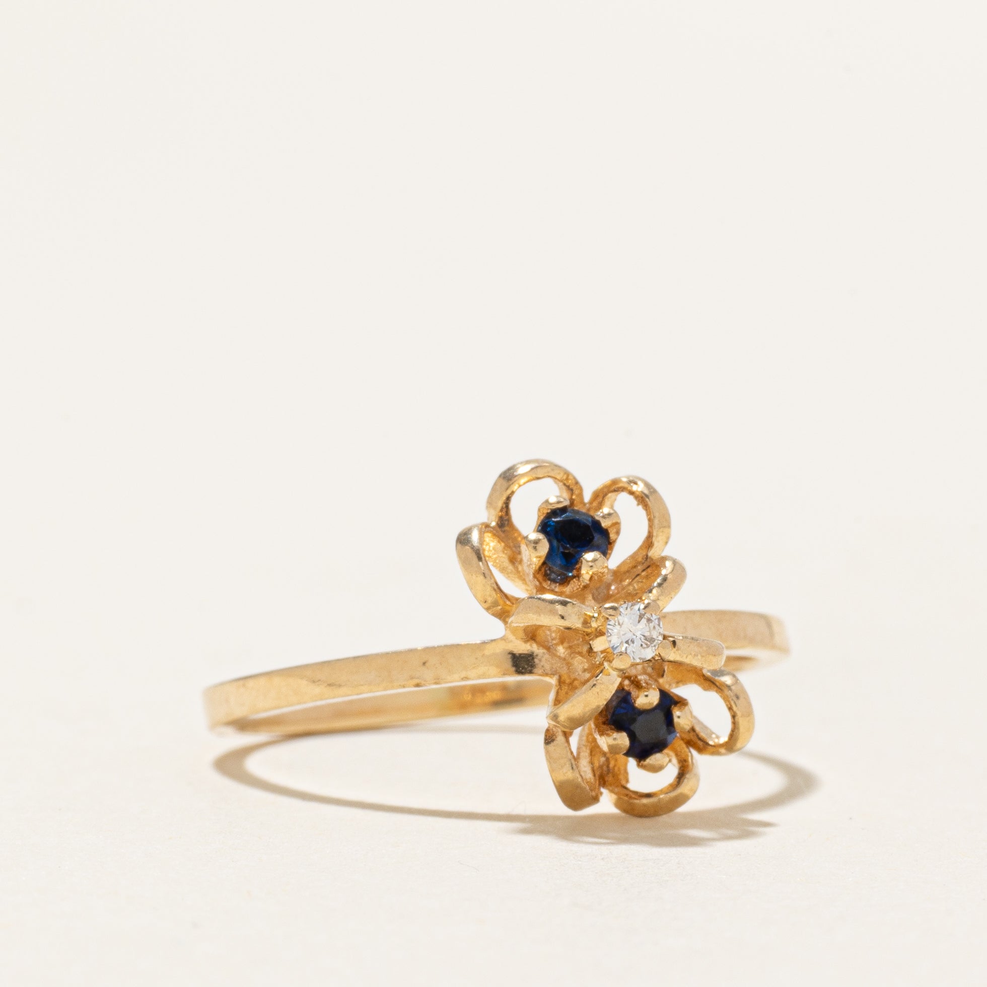 Diamond & Sapphire Flower Ring | SZ 7.5