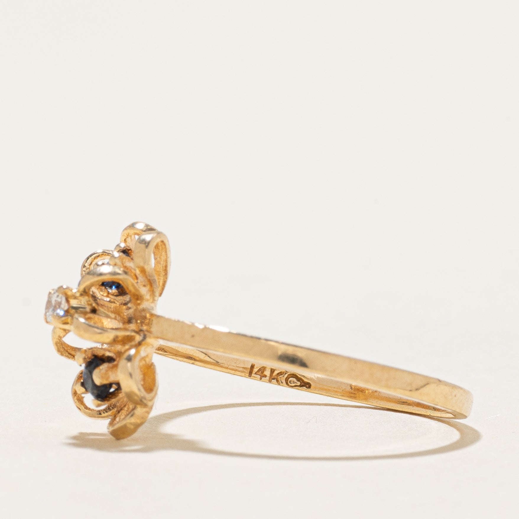 Diamond & Sapphire Flower Ring | SZ 7.5
