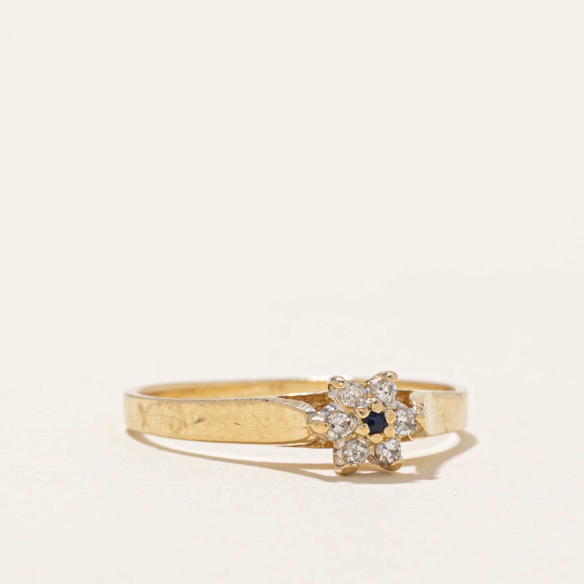 Bague pétale en saphir et diamants | Taille 6