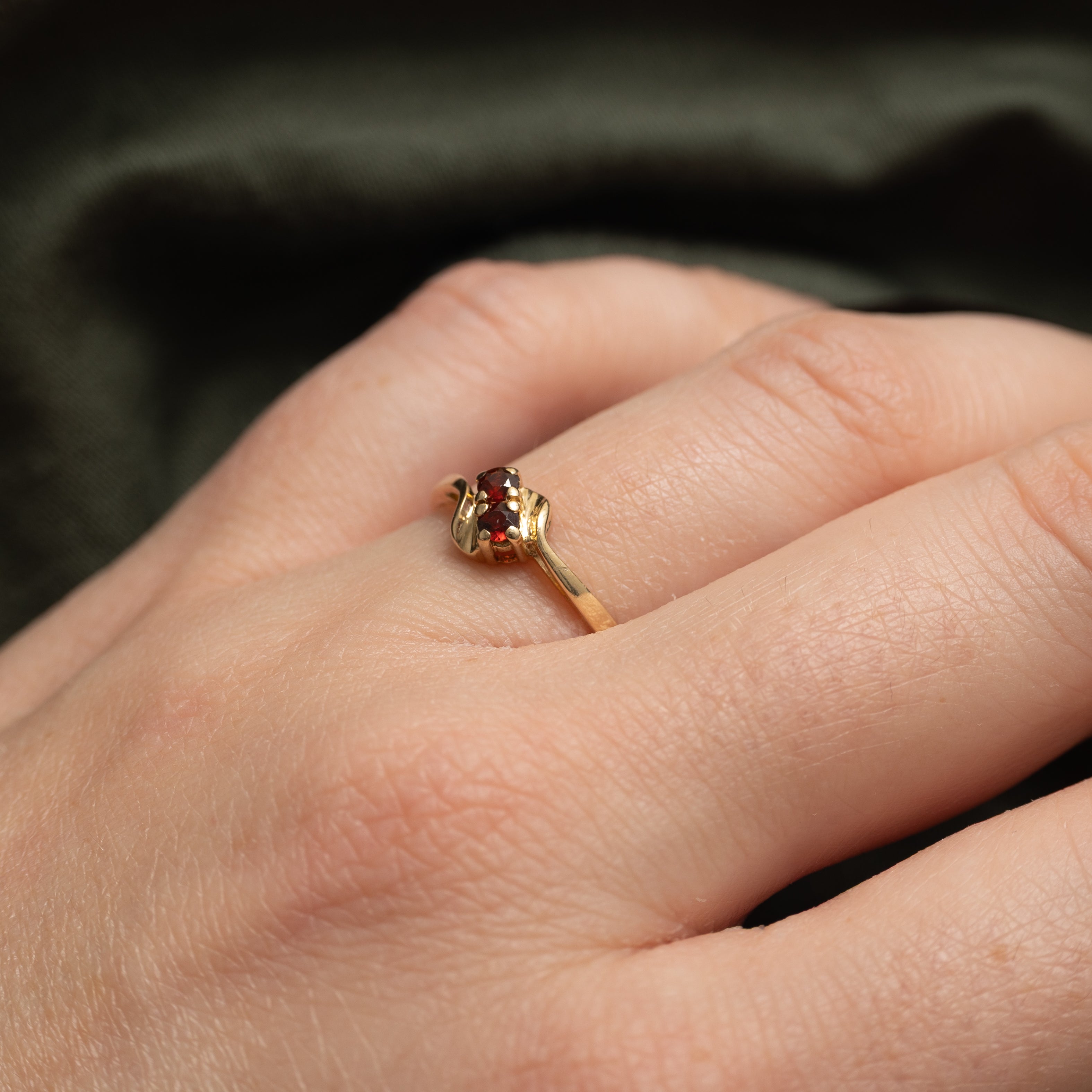 Two Stone Garnet Bypass Ring | SZ 7.25