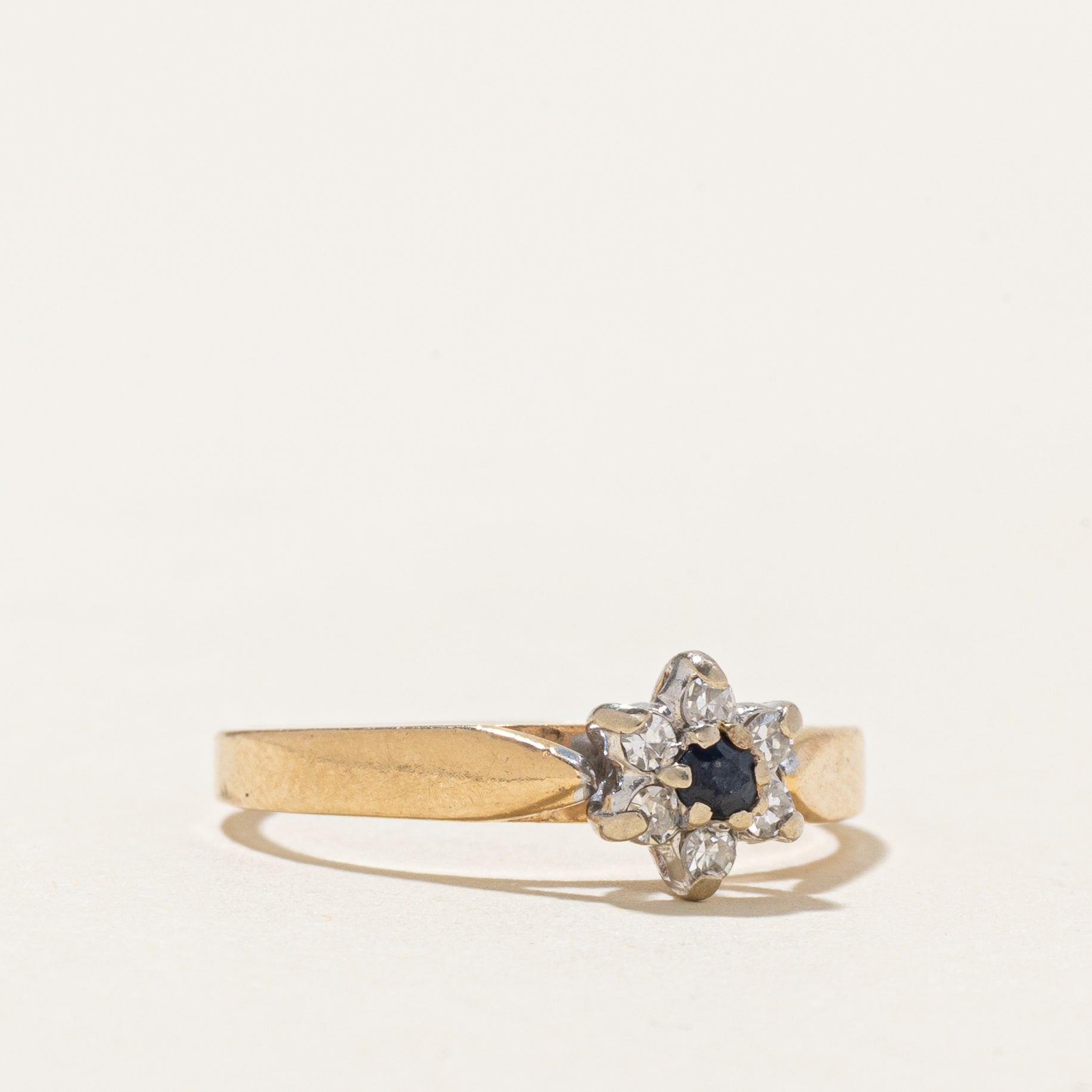 Sapphire & Diamond Petal Ring | SZ 5.25