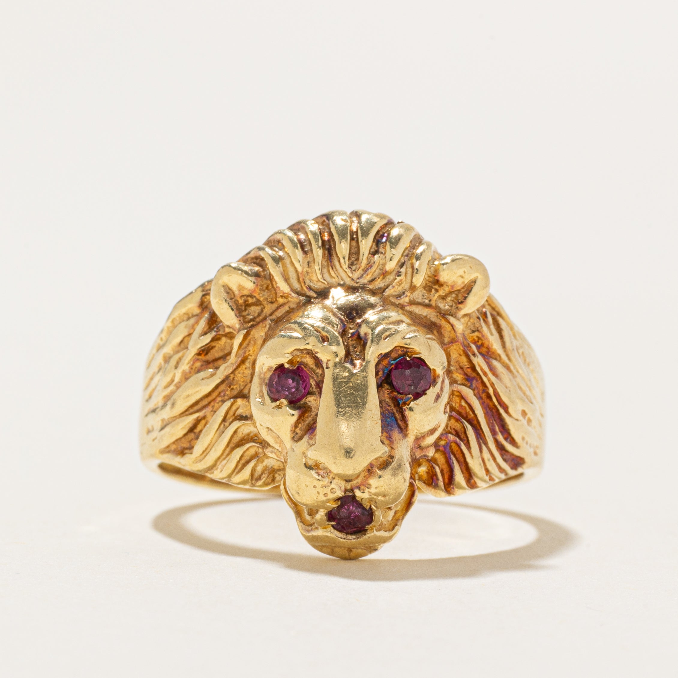 Italian 18k Ruby Lion Ring | SZ 8.25
