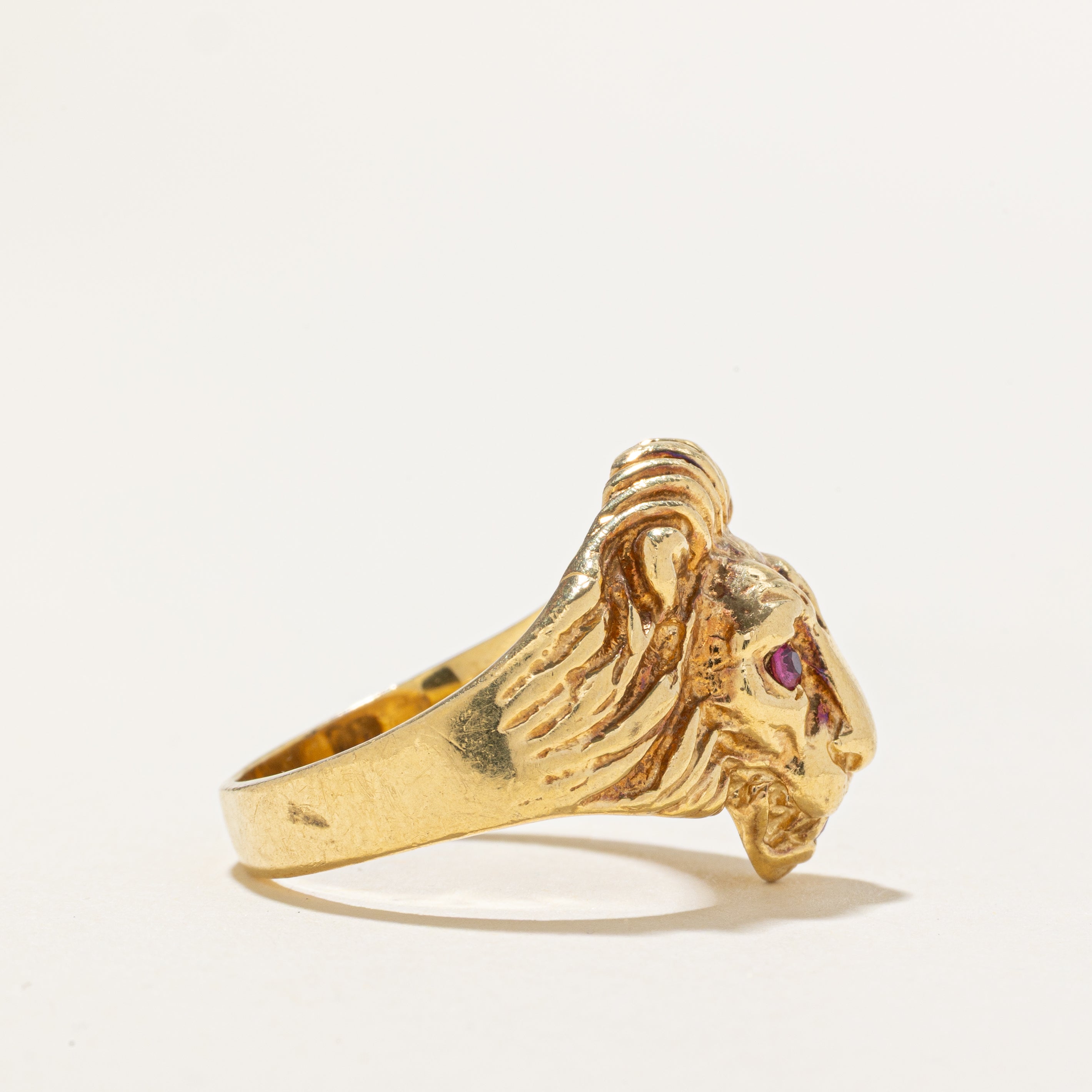 Italian 18k Ruby Lion Ring | SZ 8.25