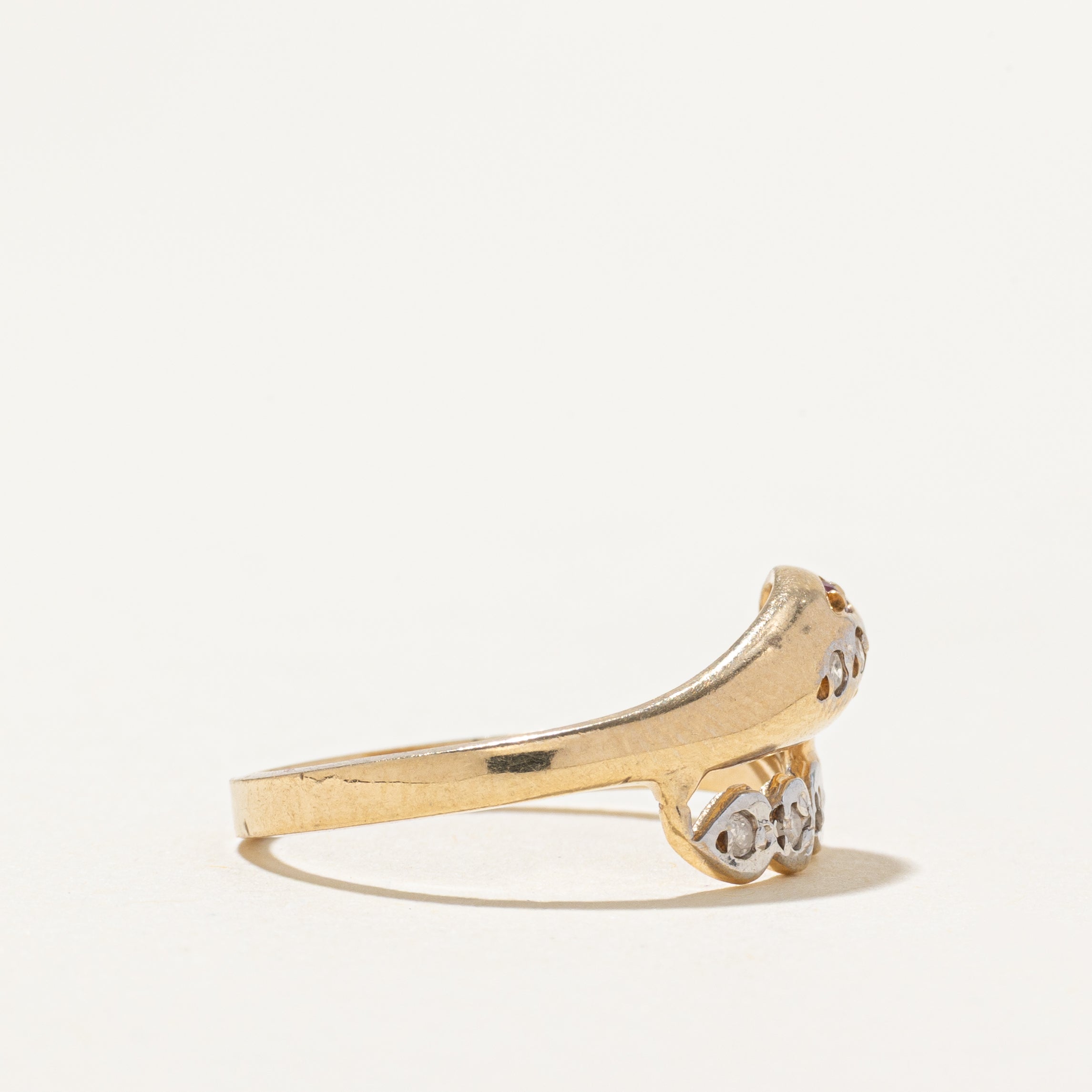 Ruby & Diamond Snake Bypass Ring | SZ 6.5