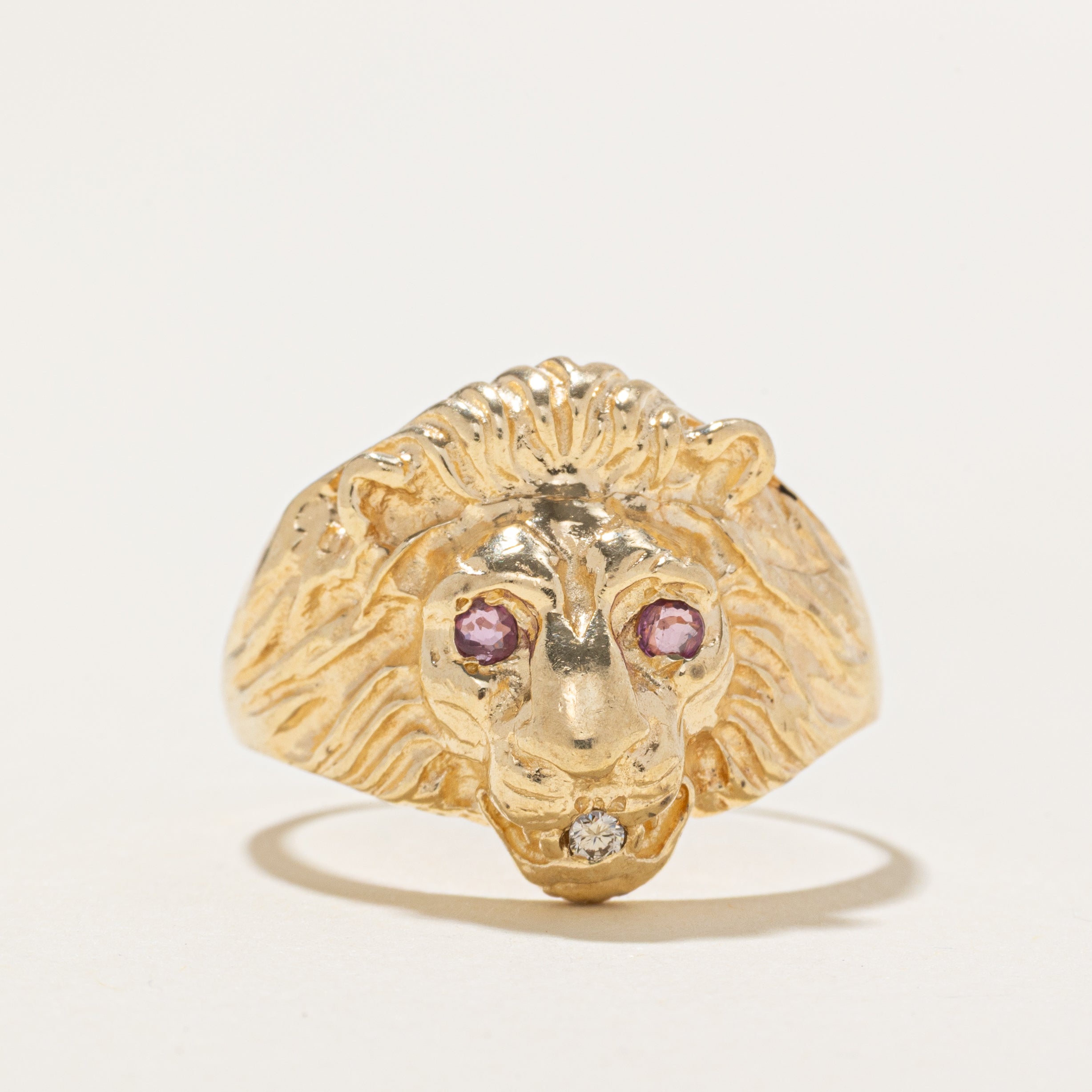 Ruby & Diamond Lion Head Ring | SZ 9.25