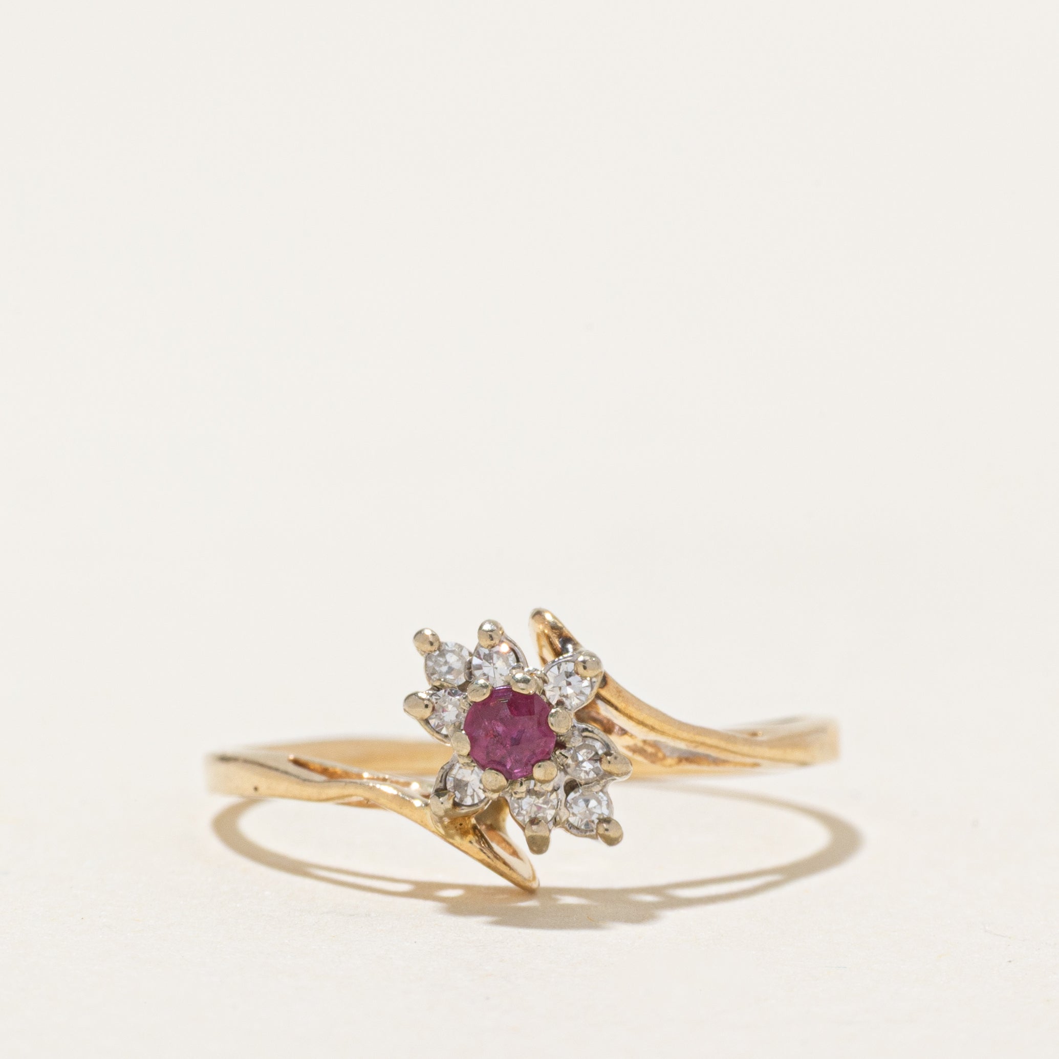 Ruby & Diamond Cluster Bypass Ring | SZ 6.75