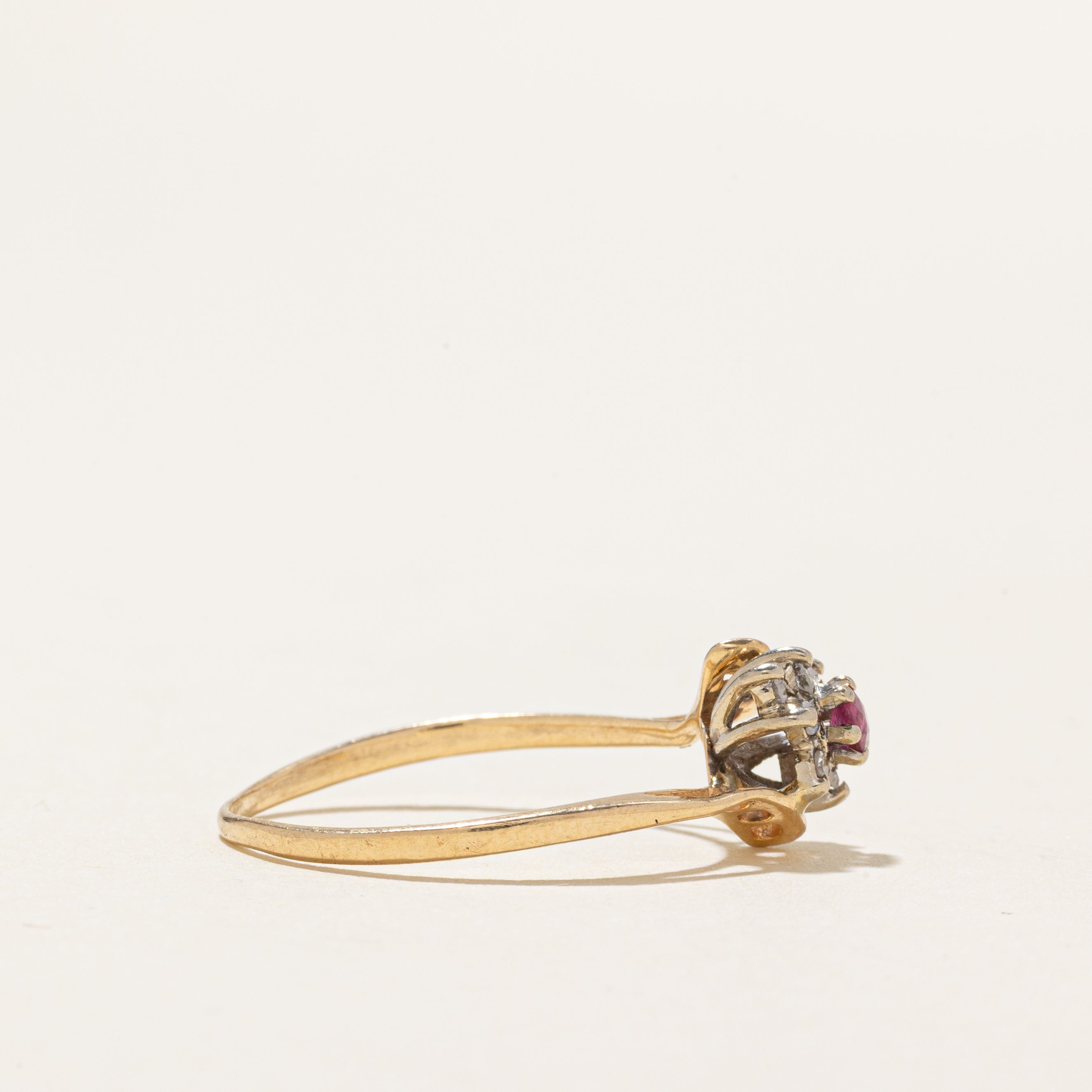 Ruby & Diamond Cluster Bypass Ring | SZ 6.75